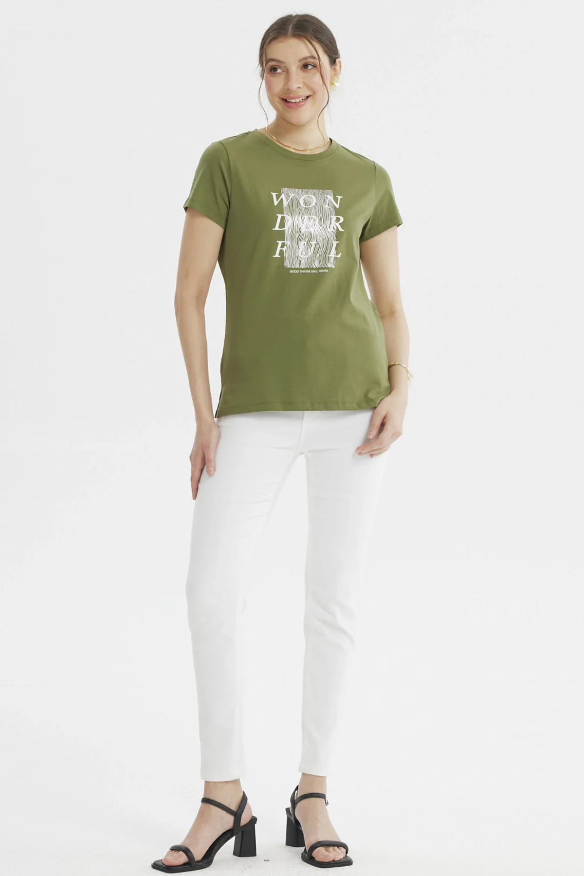 Polera Mujer Print Posiiconal Verde Olivo - Image 4