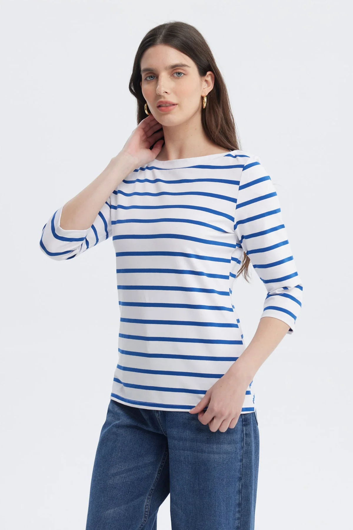 Polera Mujer Print Rayas Azul - Image 2