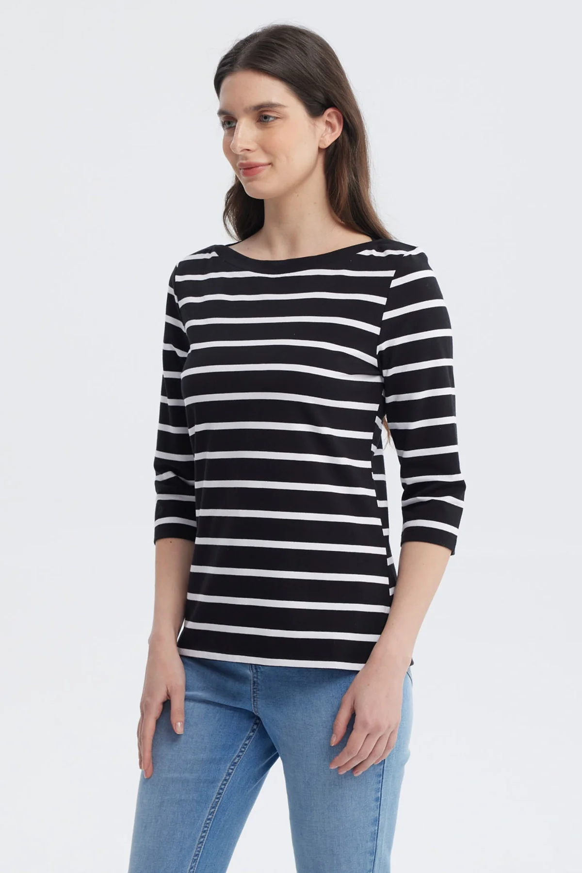 Polera Mujer Print Rayas Negro - Image 2