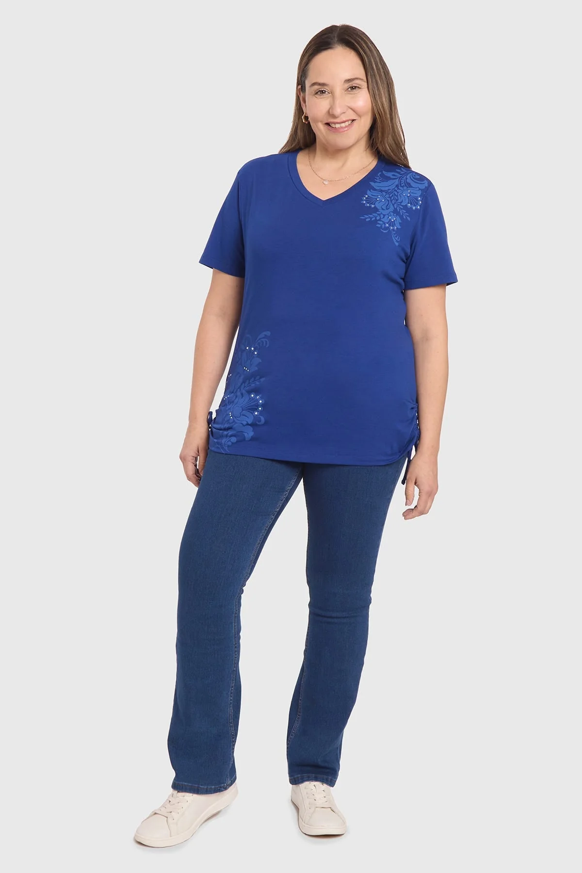 Polera Mujer Print & Strass Azul - Image 4