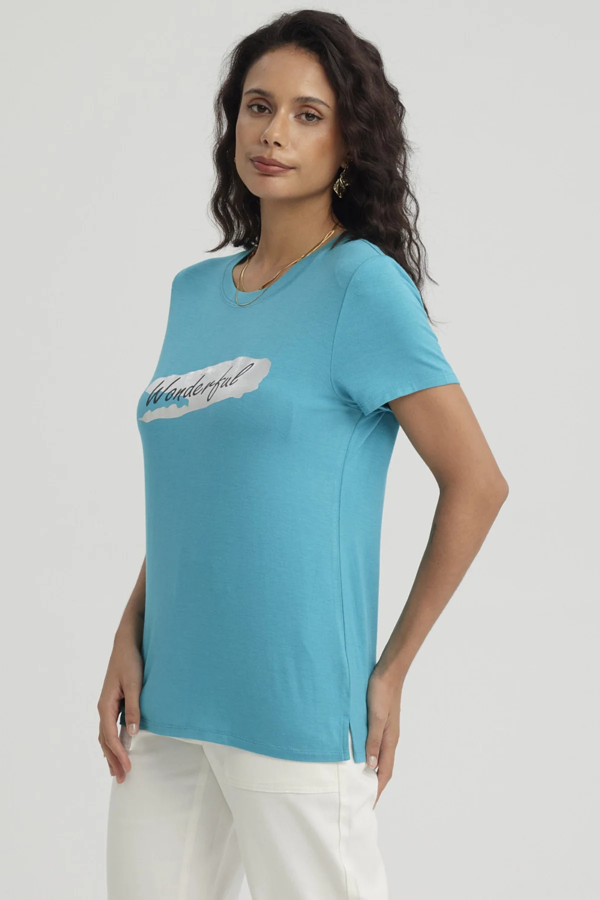 Polera Mujer Print Turquesa - Image 2