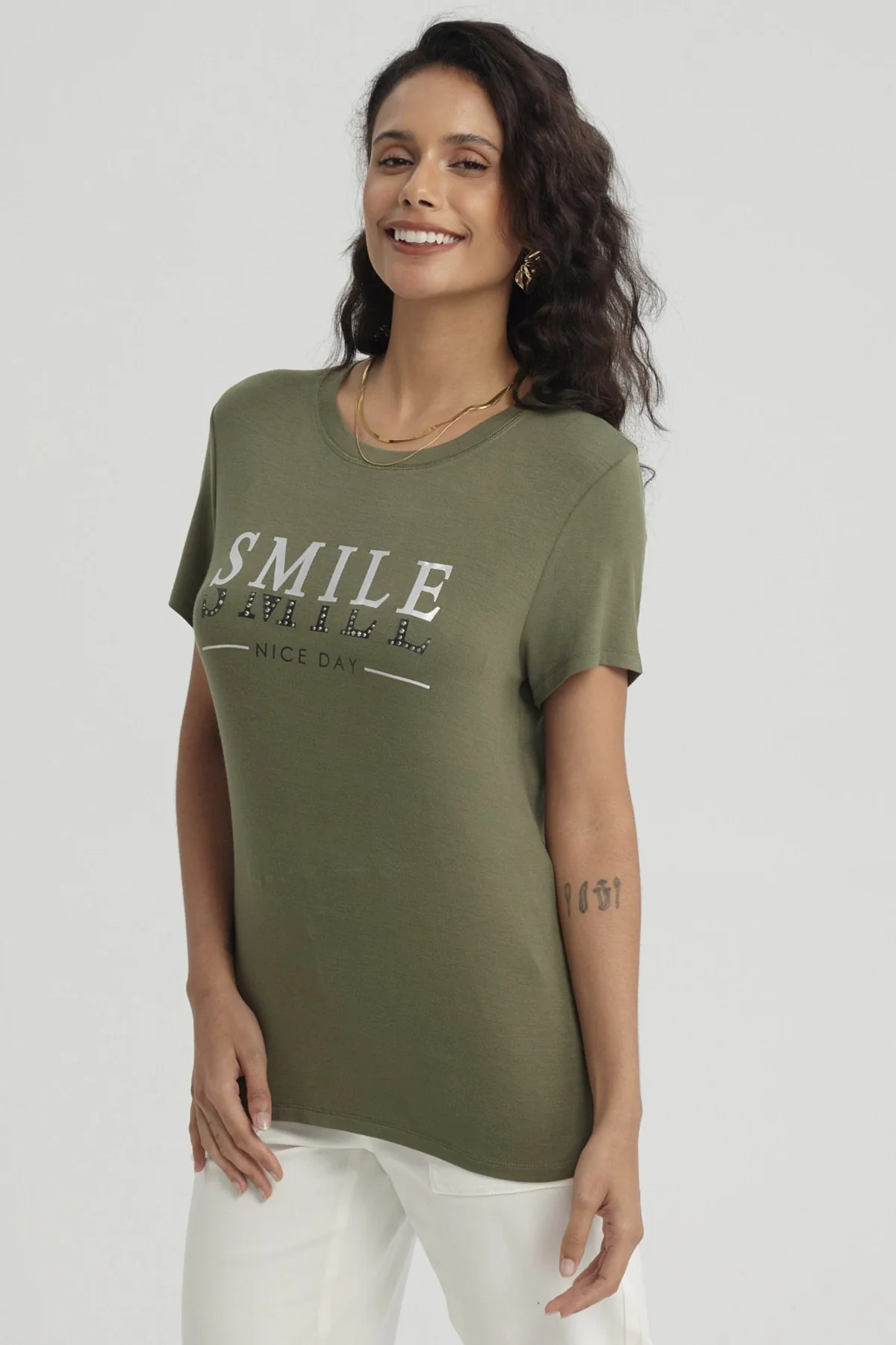 Polera Mujer Print Verde Musgo - Image 2