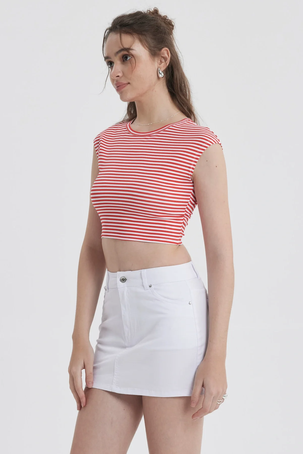 Polera Mujer Rayas Rojo - Image 3