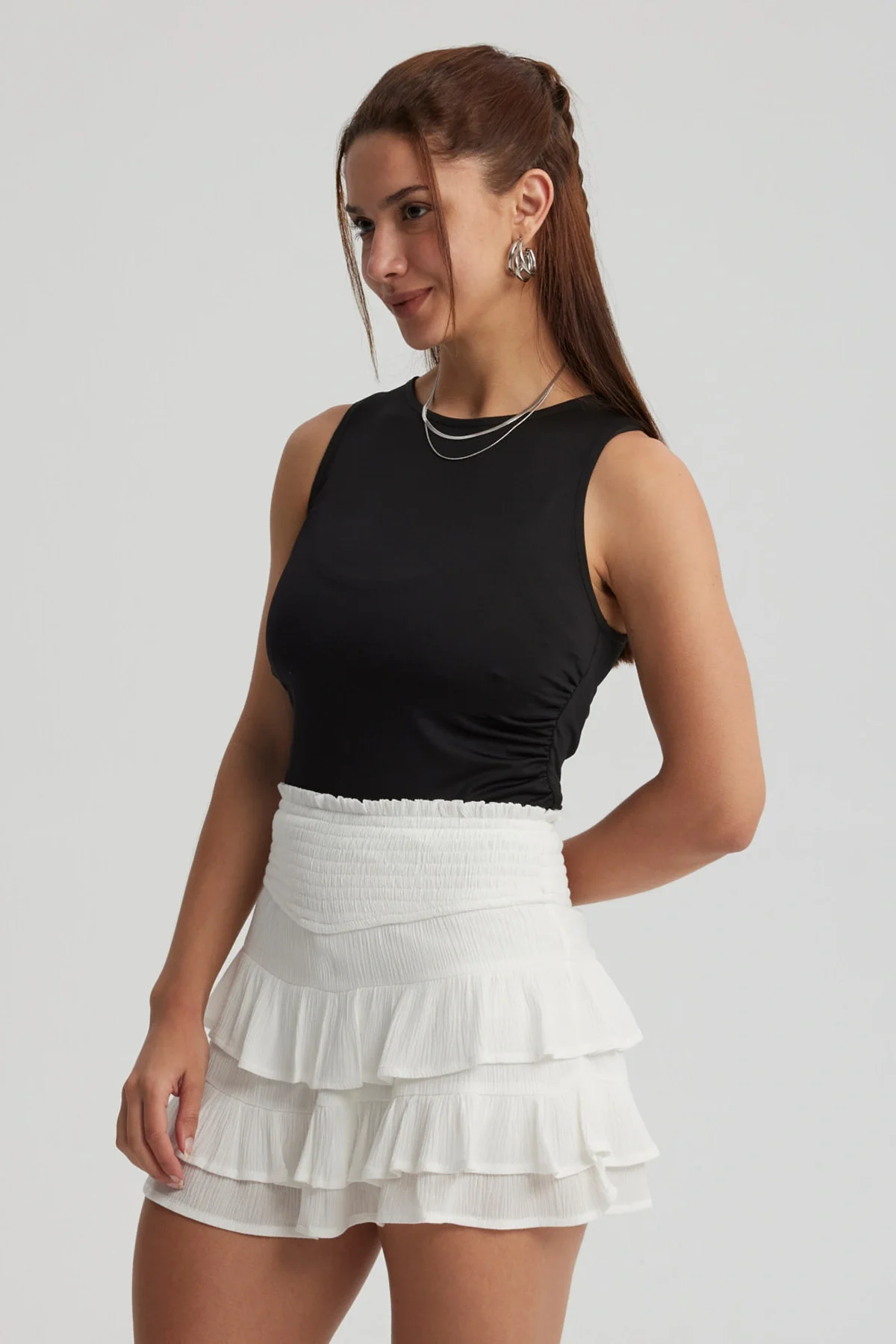 Polera Mujer Recogido Costado Negro - Image 2