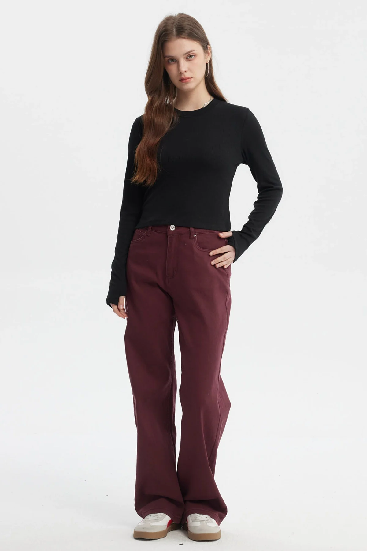Polera Mujer Rib Abertura Puño Negro - Image 4