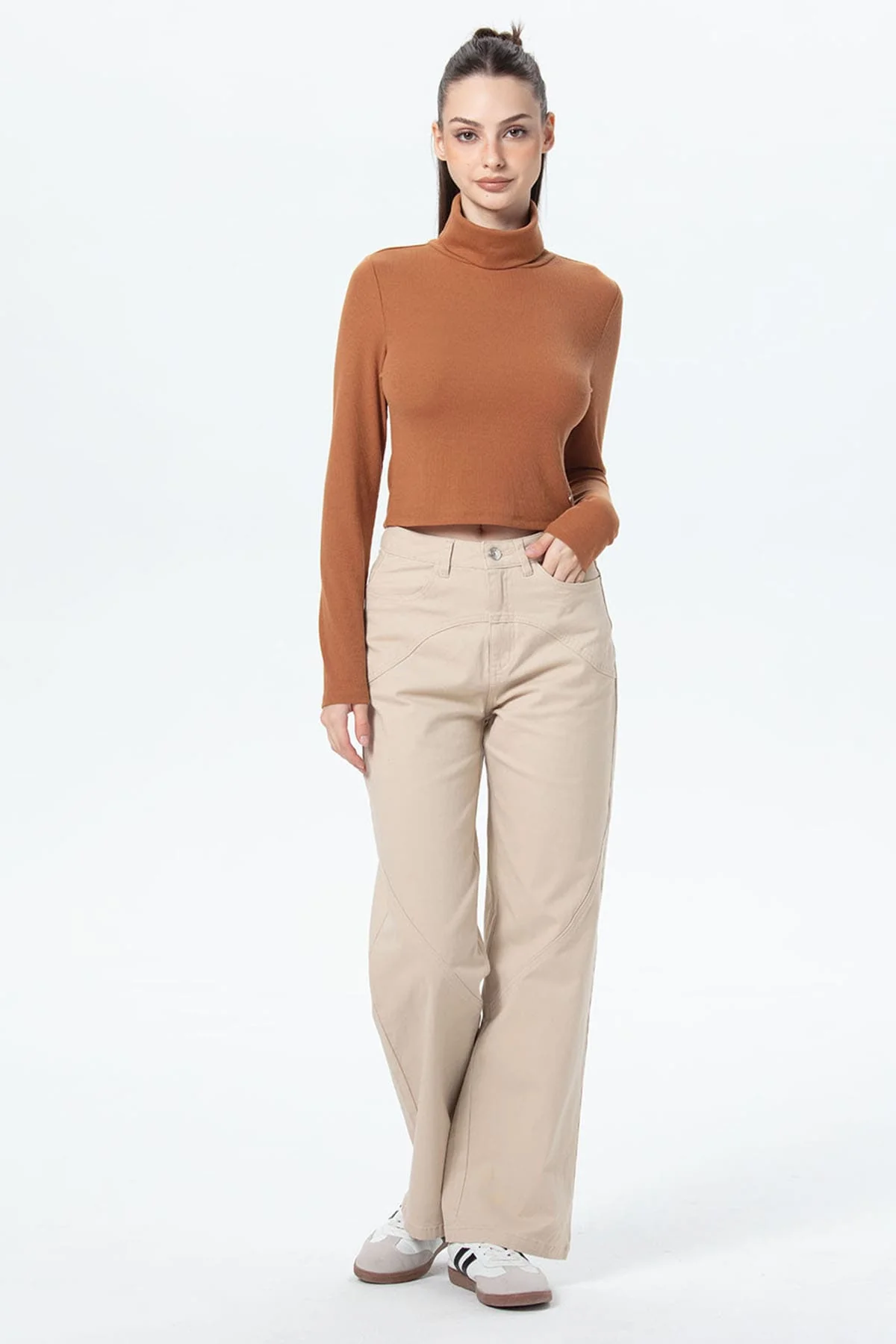 Polera Mujer Rib Café - Image 4