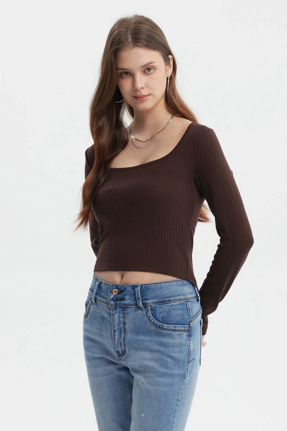 Polera Mujer Rib Café Oscuro - Image 2