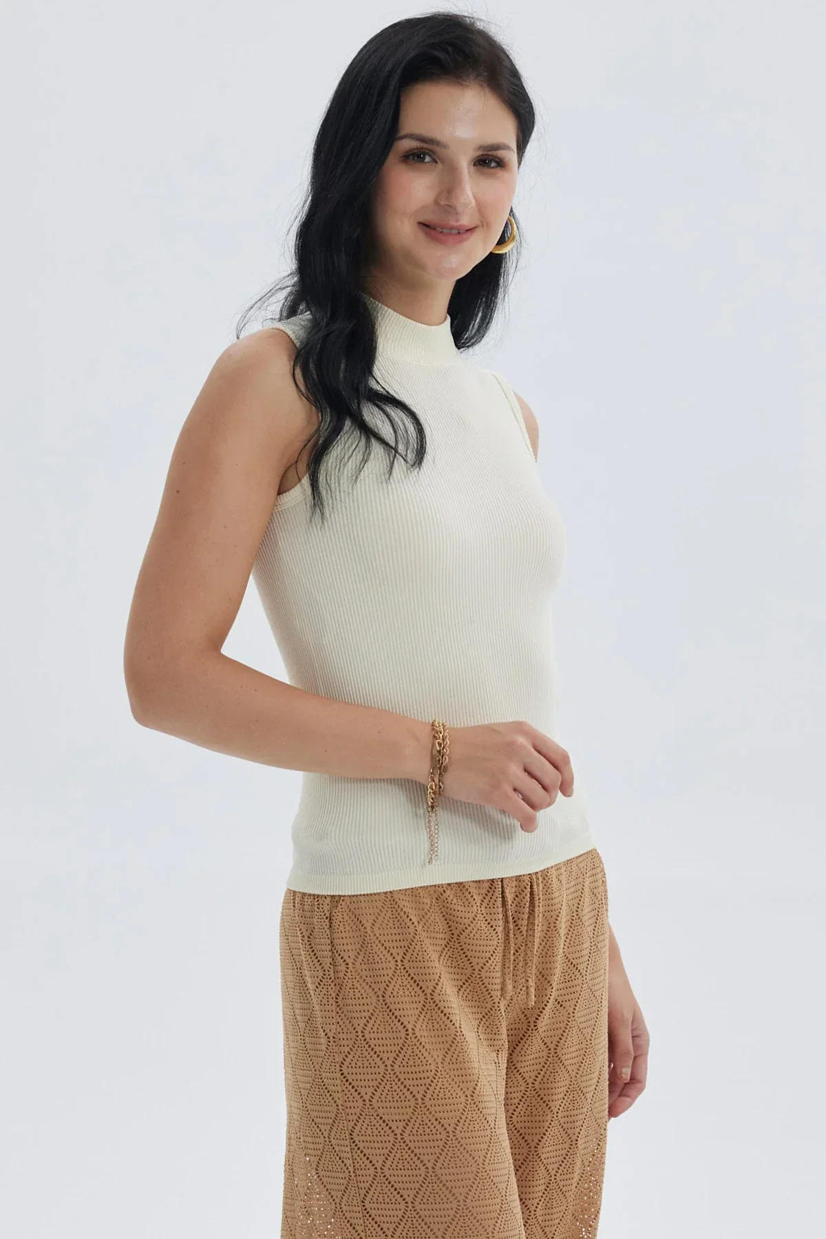Polera Mujer Rib Crema - Image 2