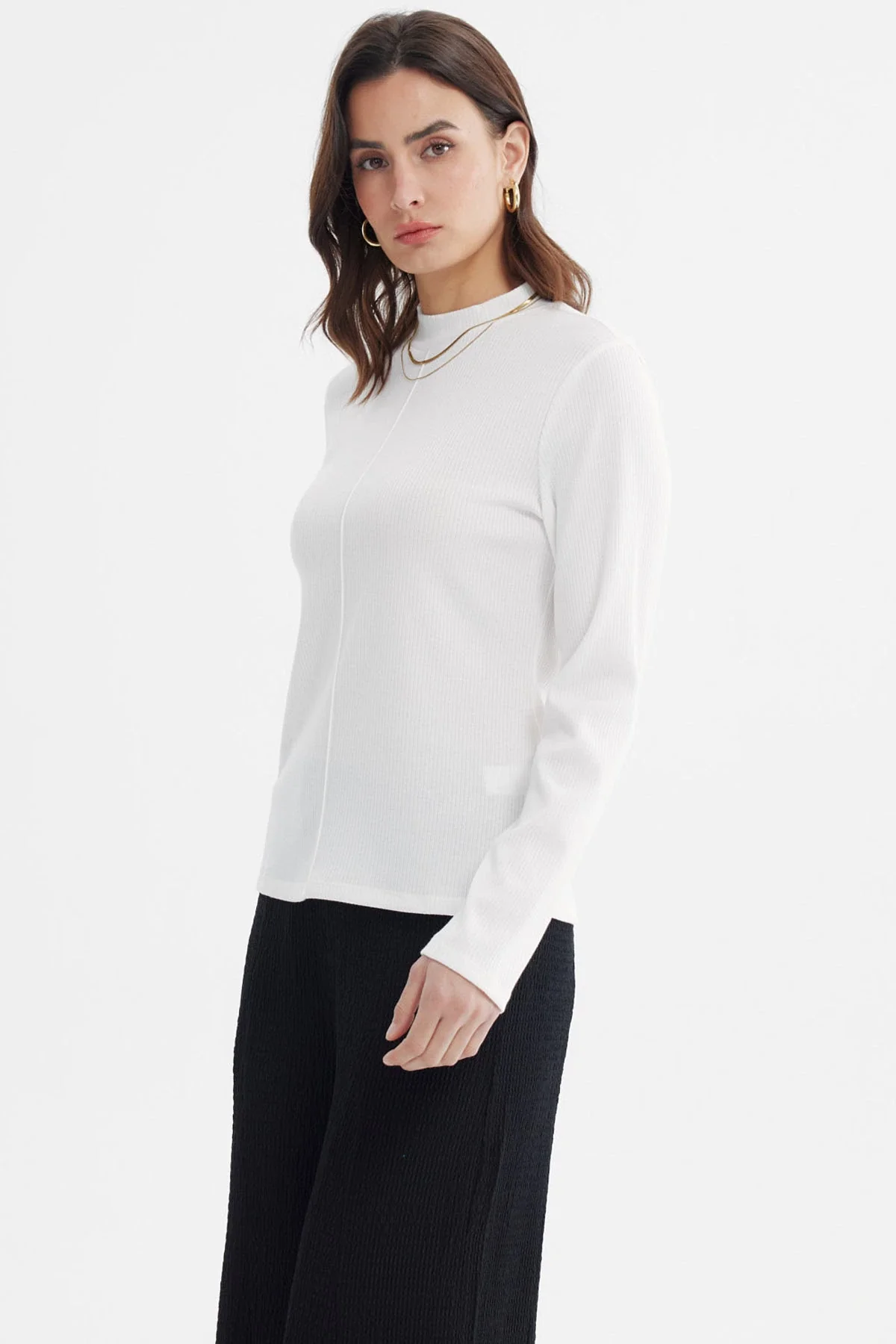 Polera Mujer Rib Lisa Crudo - Image 2