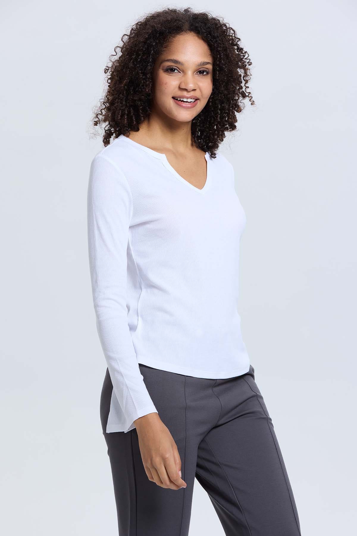 Polera Mujer Rib Lisa Crudo - Image 2