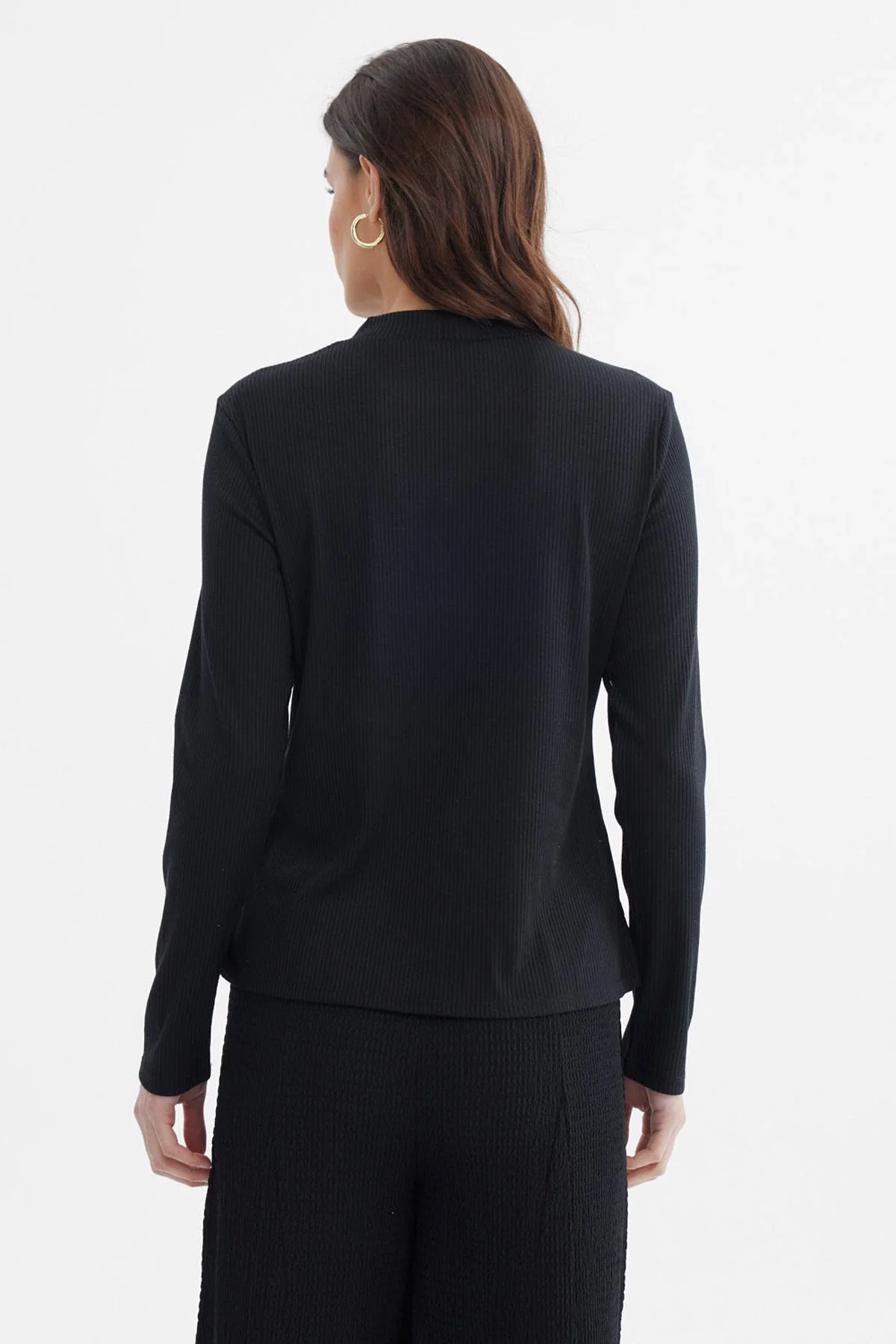 Polera Mujer Rib Lisa Negro - Image 3