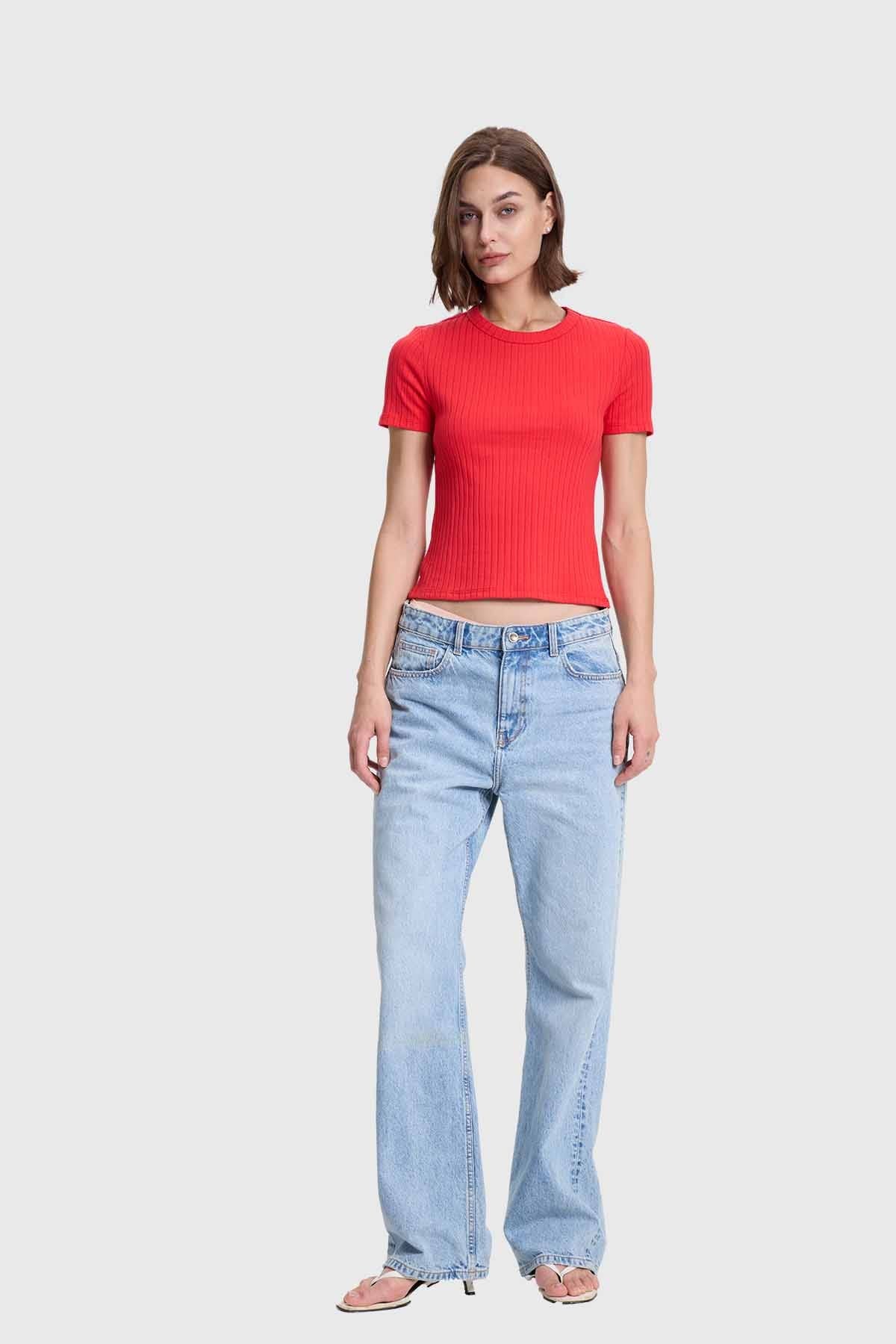 Polera Mujer Rip Crop Rojo - Image 4