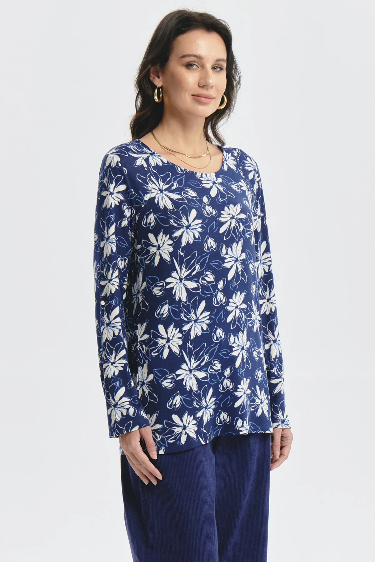 Polera Mujer Roll Up Print Azul - Image 2
