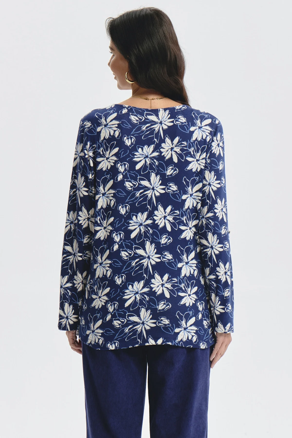 Polera Mujer Roll Up Print Azul - Image 3