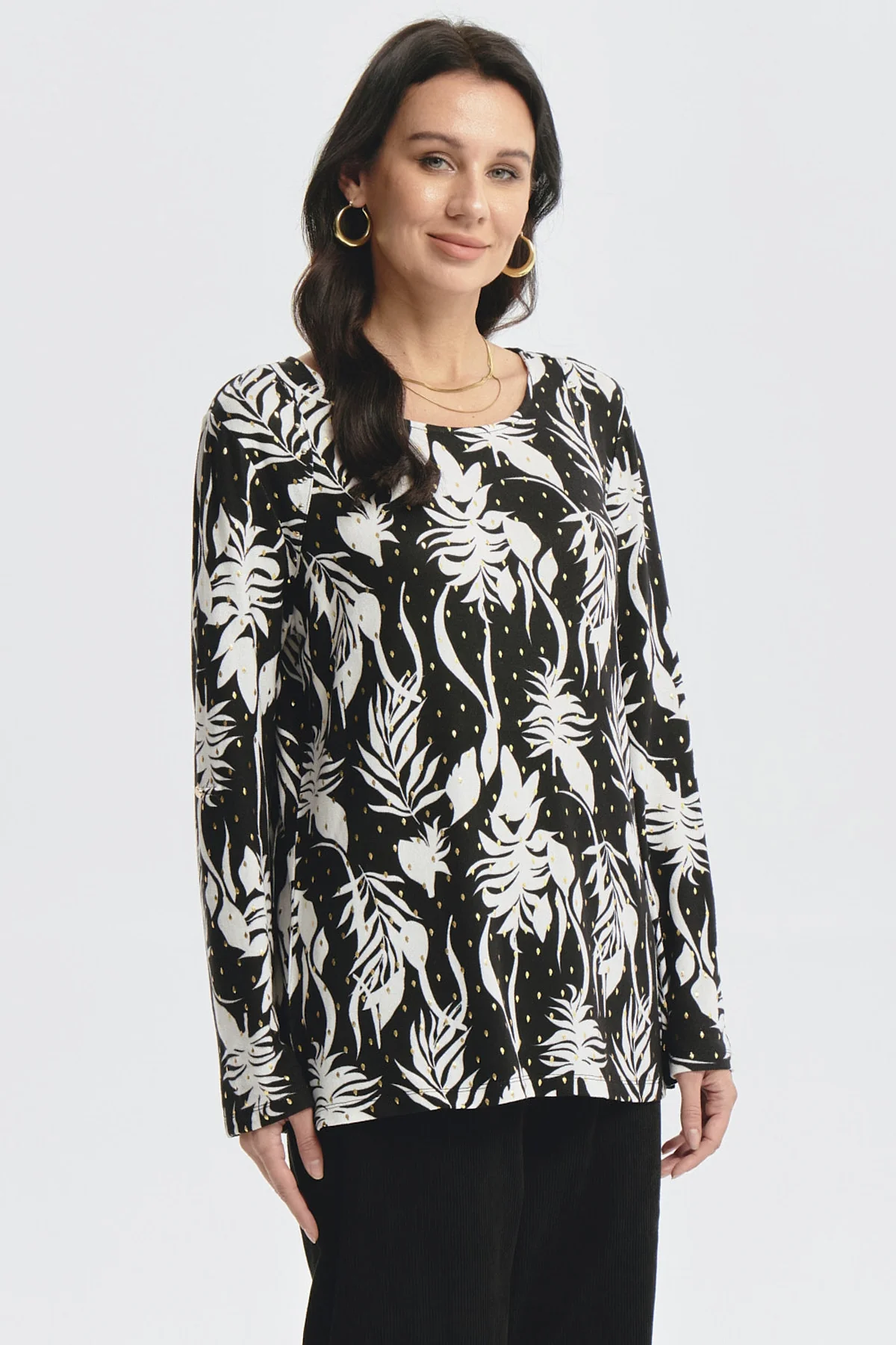 Polera Mujer Roll Up Print Negro - Image 2
