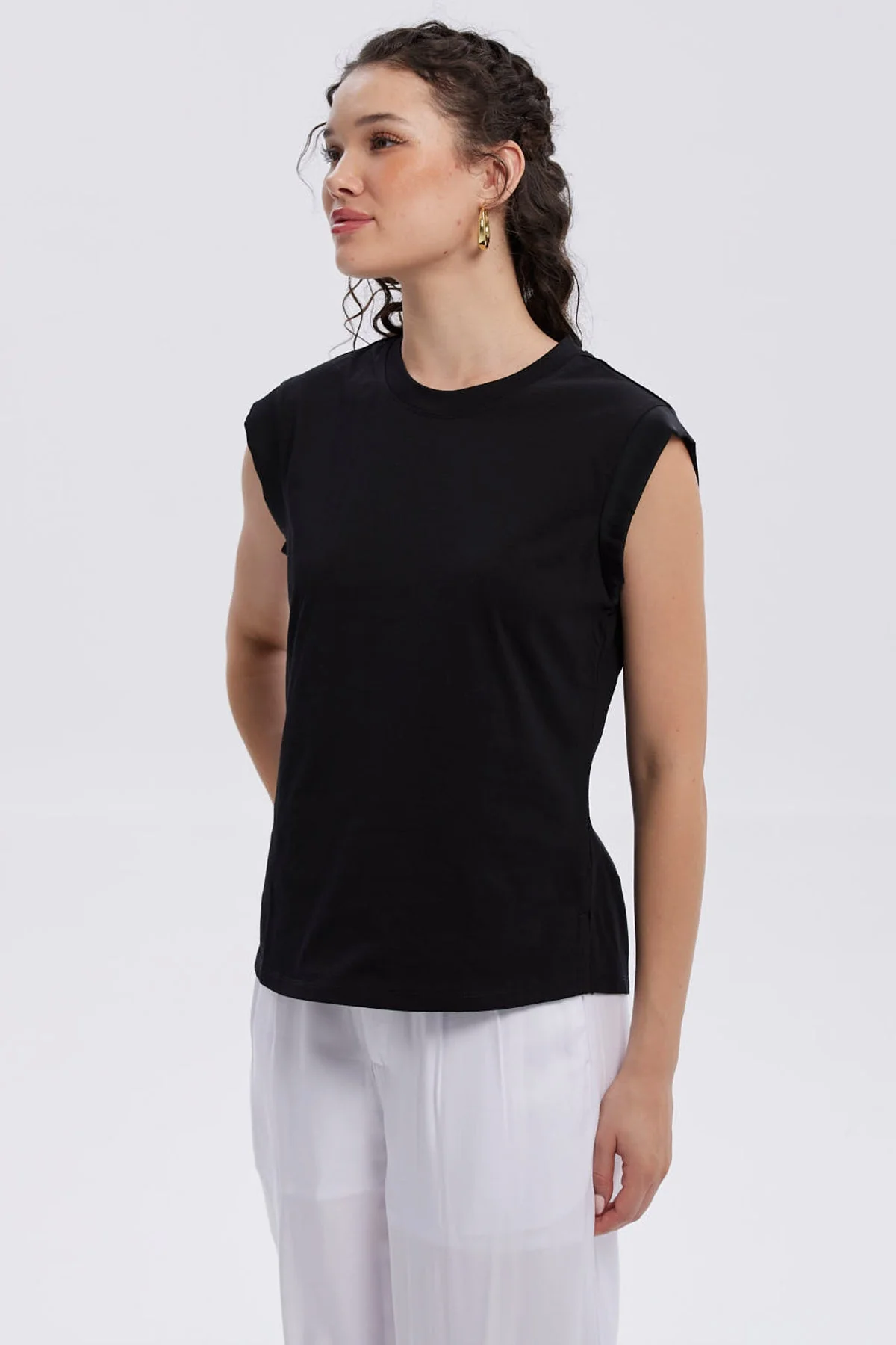 Polera Mujer Satín Negro - Image 2