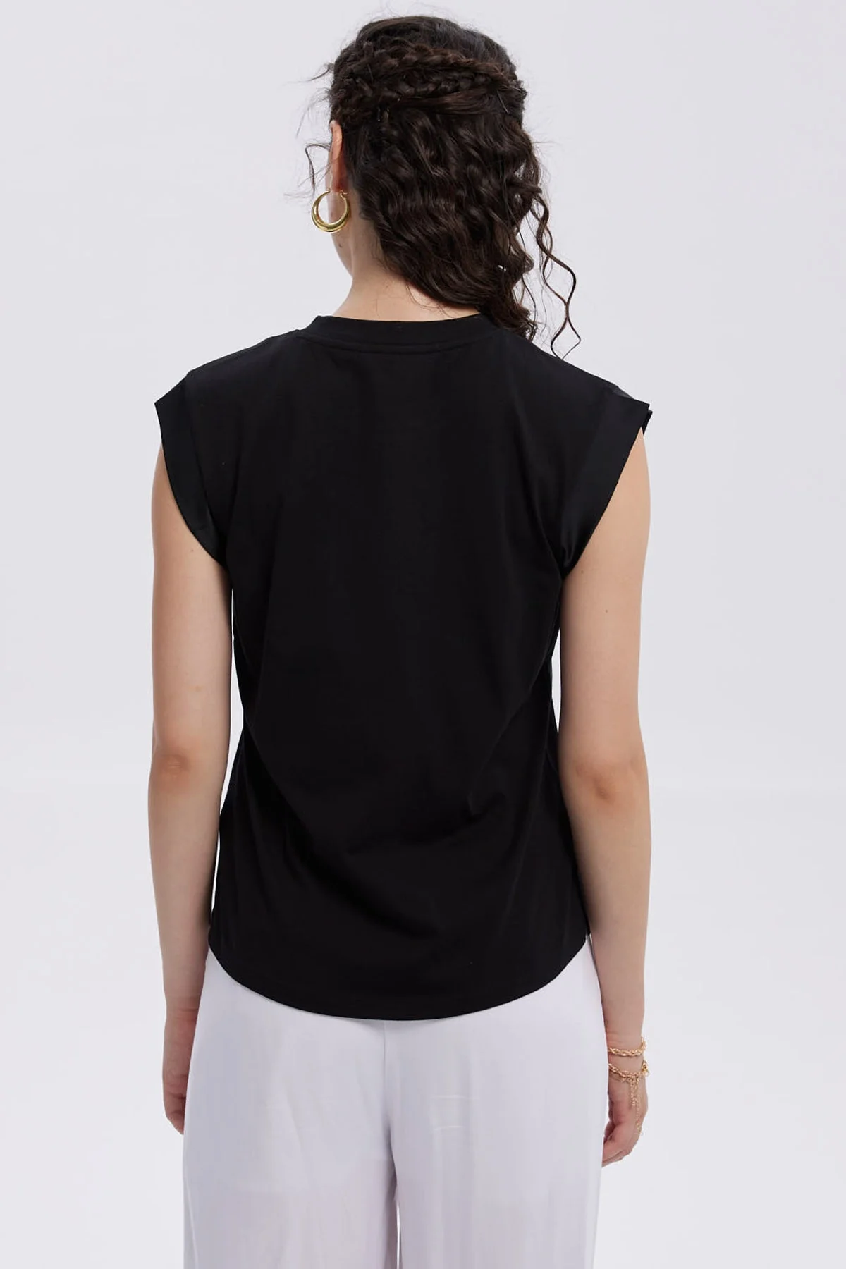 Polera Mujer Satín Negro - Image 3