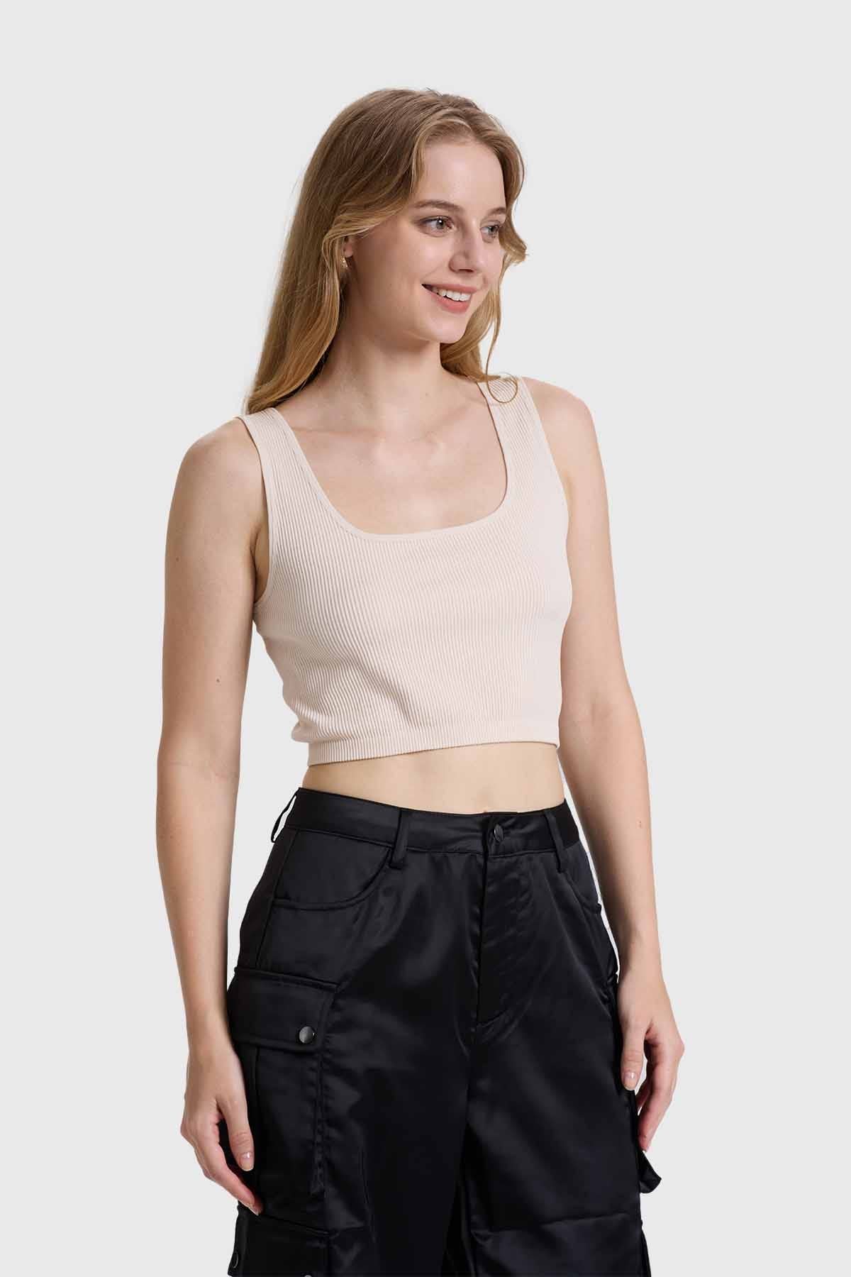 Polera Mujer Seamless Beige - Image 2
