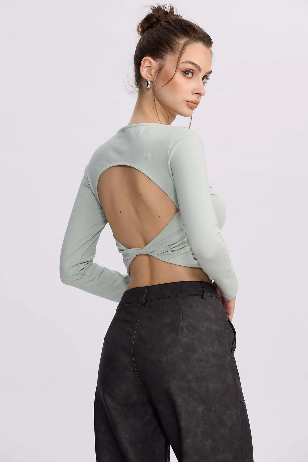 Polera Mujer Sin Espalda Verde Agua - Image 3