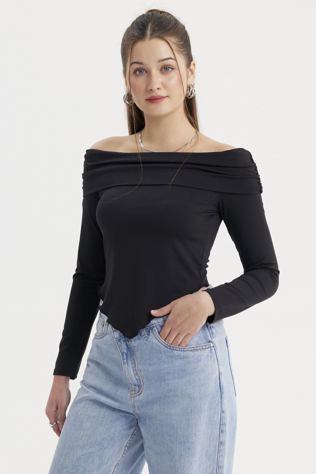 Polera Mujer Sin Hombros Negro - Image 2
