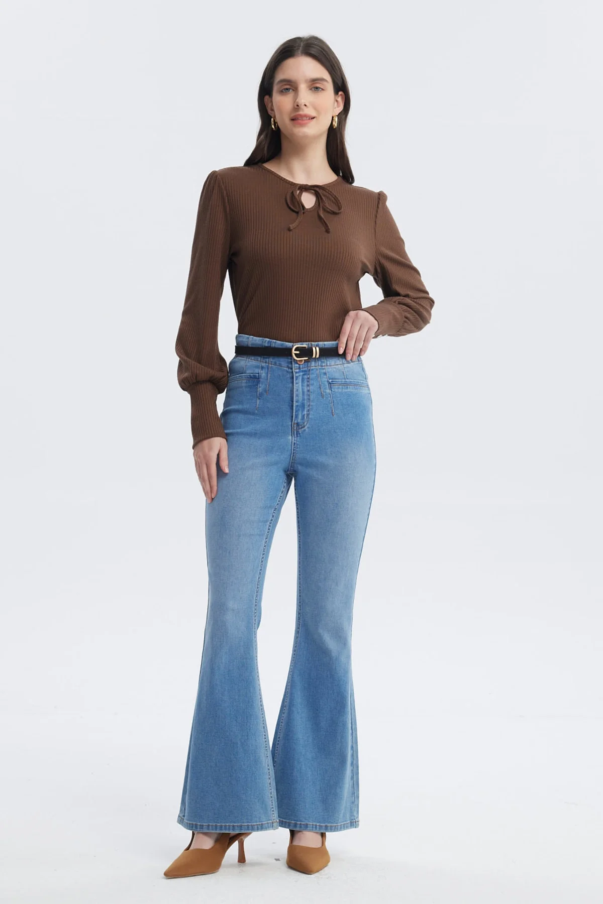 Polera Mujer Slim Café - Image 4