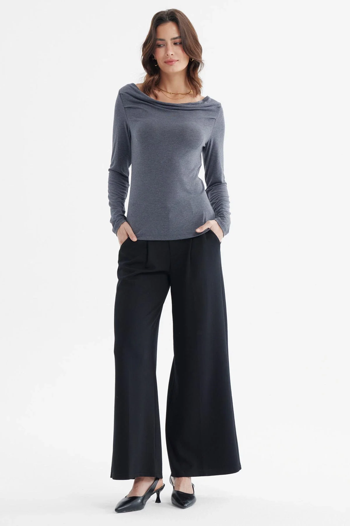 Polera Mujer Slim Gris Oscuro - Image 4