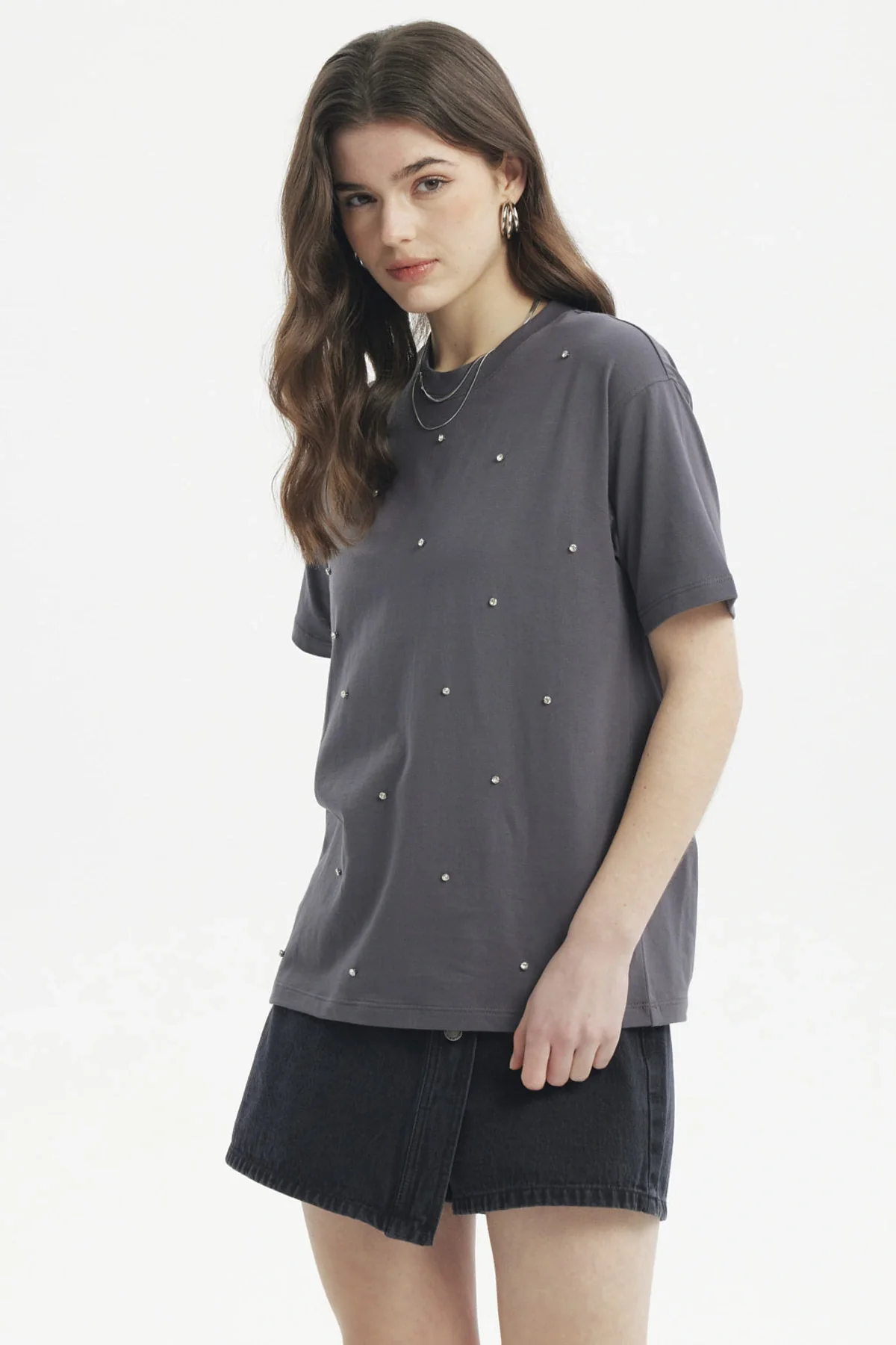 Polera Mujer Strass Gris Marengo - Image 3