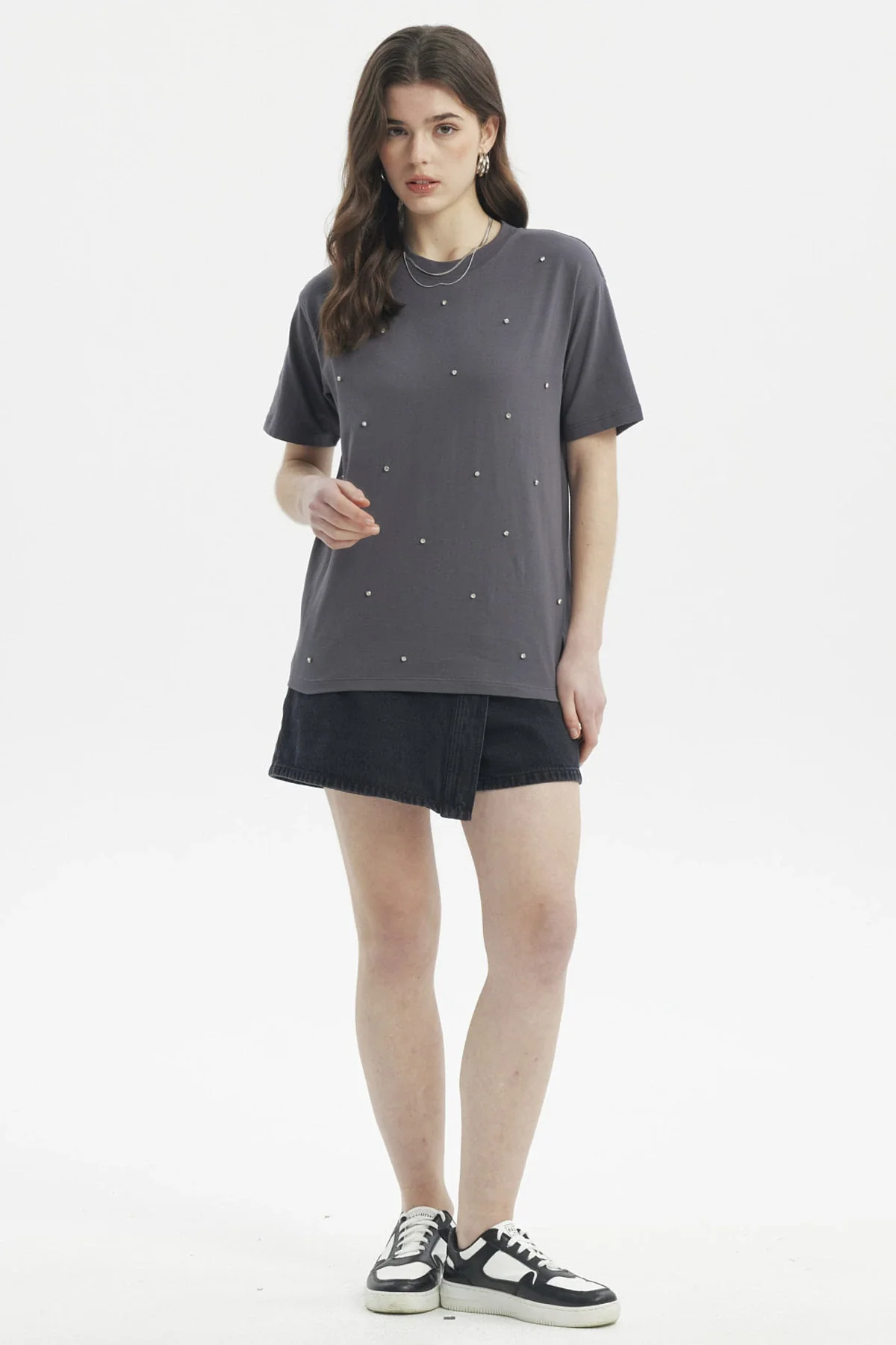 Polera Mujer Strass Gris Marengo - Image 4
