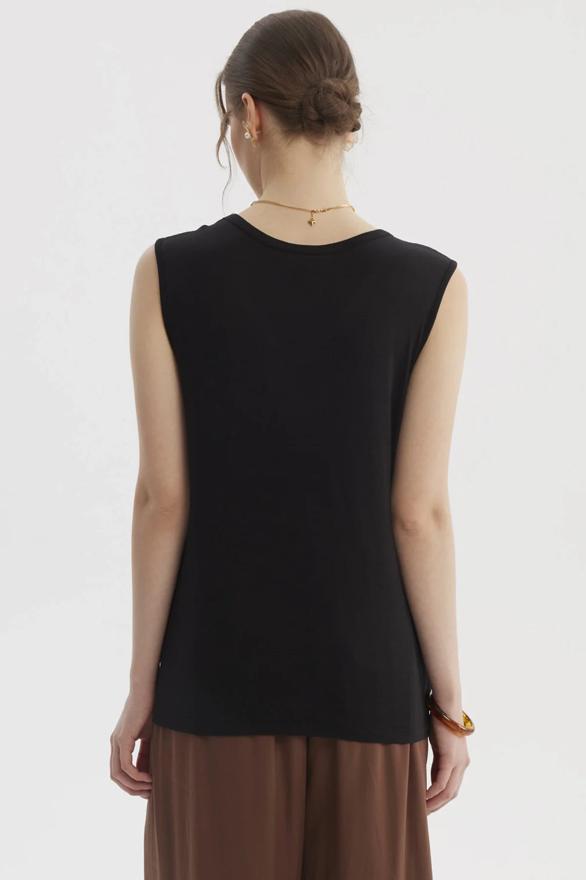 Polera Mujer Tape En Hombro Negro - Image 3
