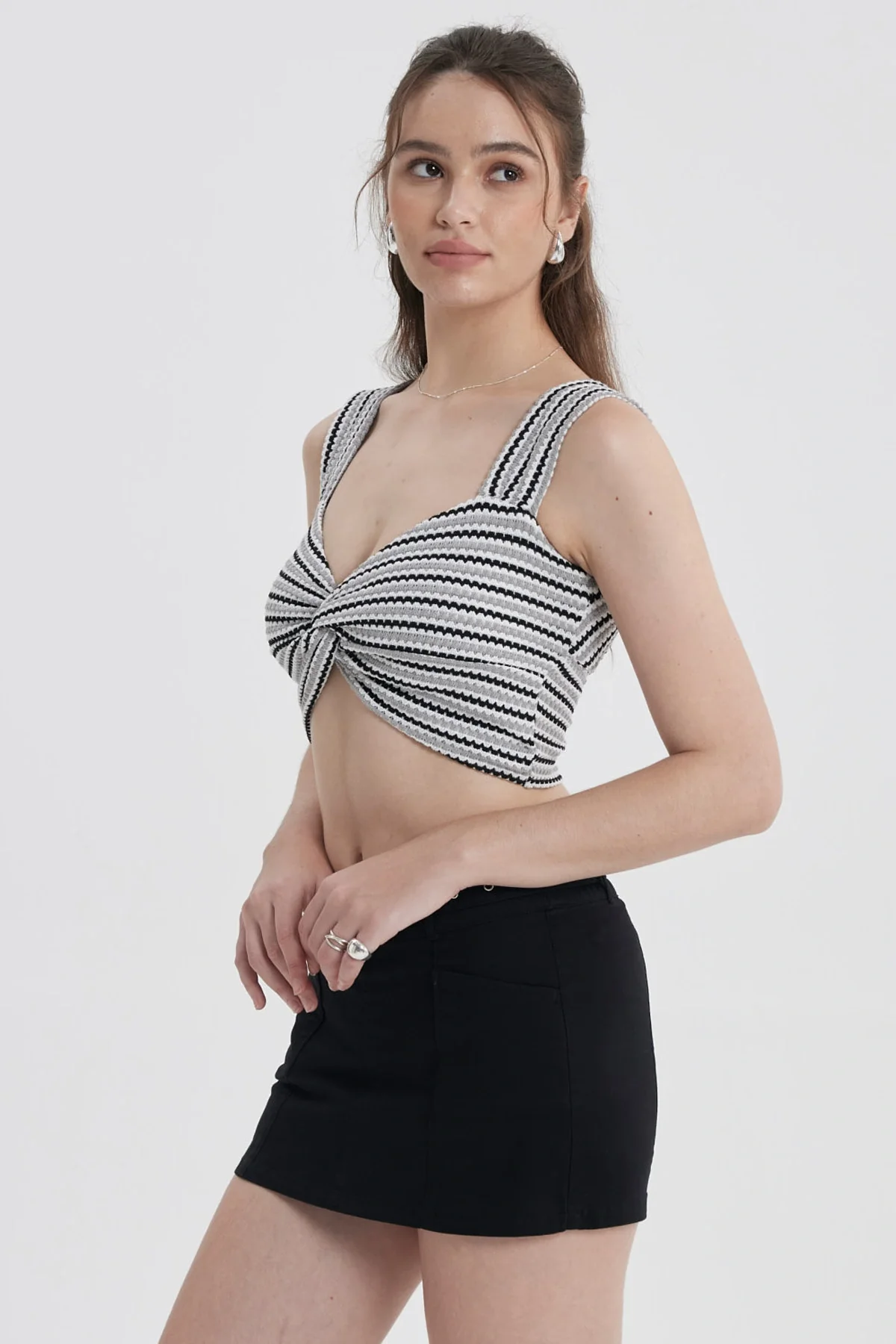Polera Mujer Tejida Twist Gris Claro - Image 3