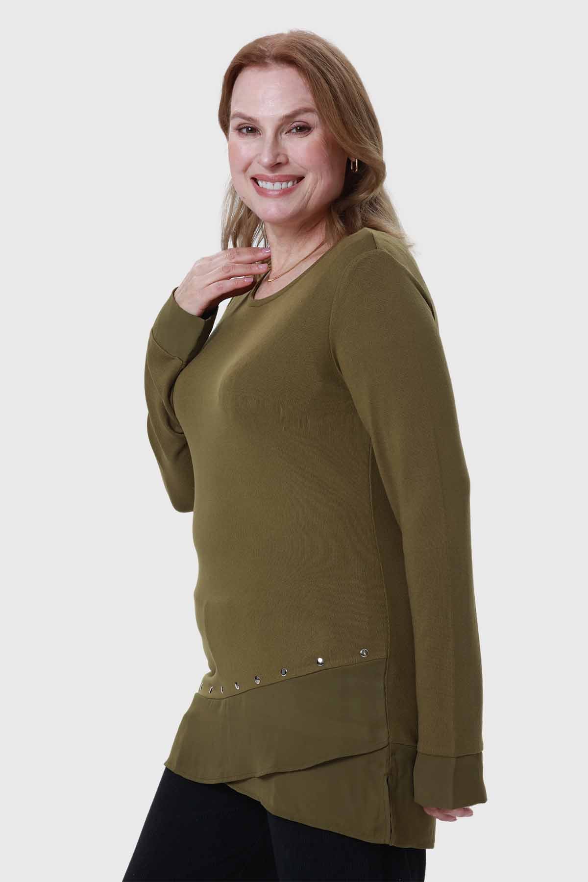 Polera Mujer Tejida Verde - Image 2