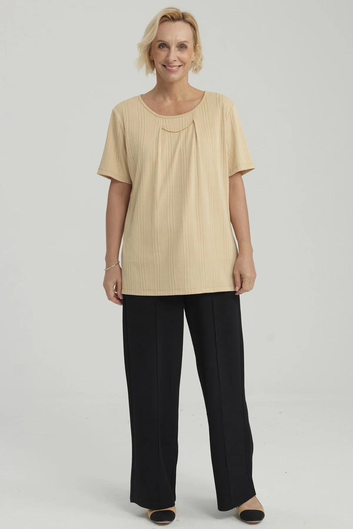 Polera Mujer Textura Beige Oscuro - Image 4