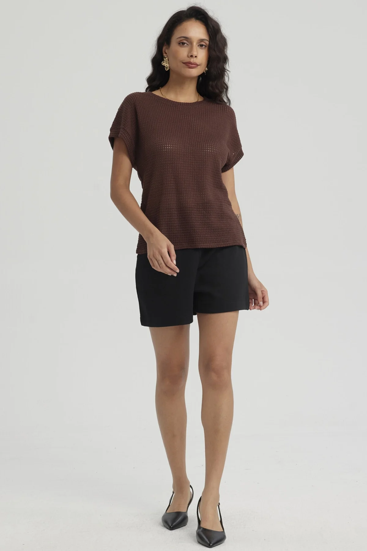 Polera Mujer Textura Café Oscuro - Image 4