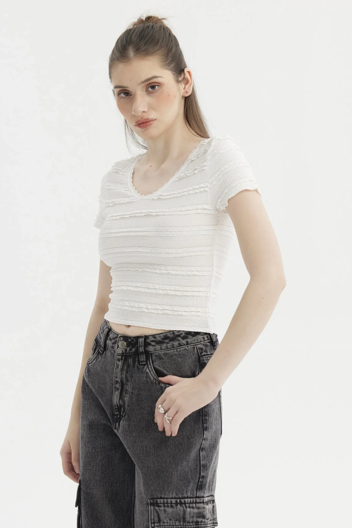 Polera Mujer Texturas Blanco - Image 2