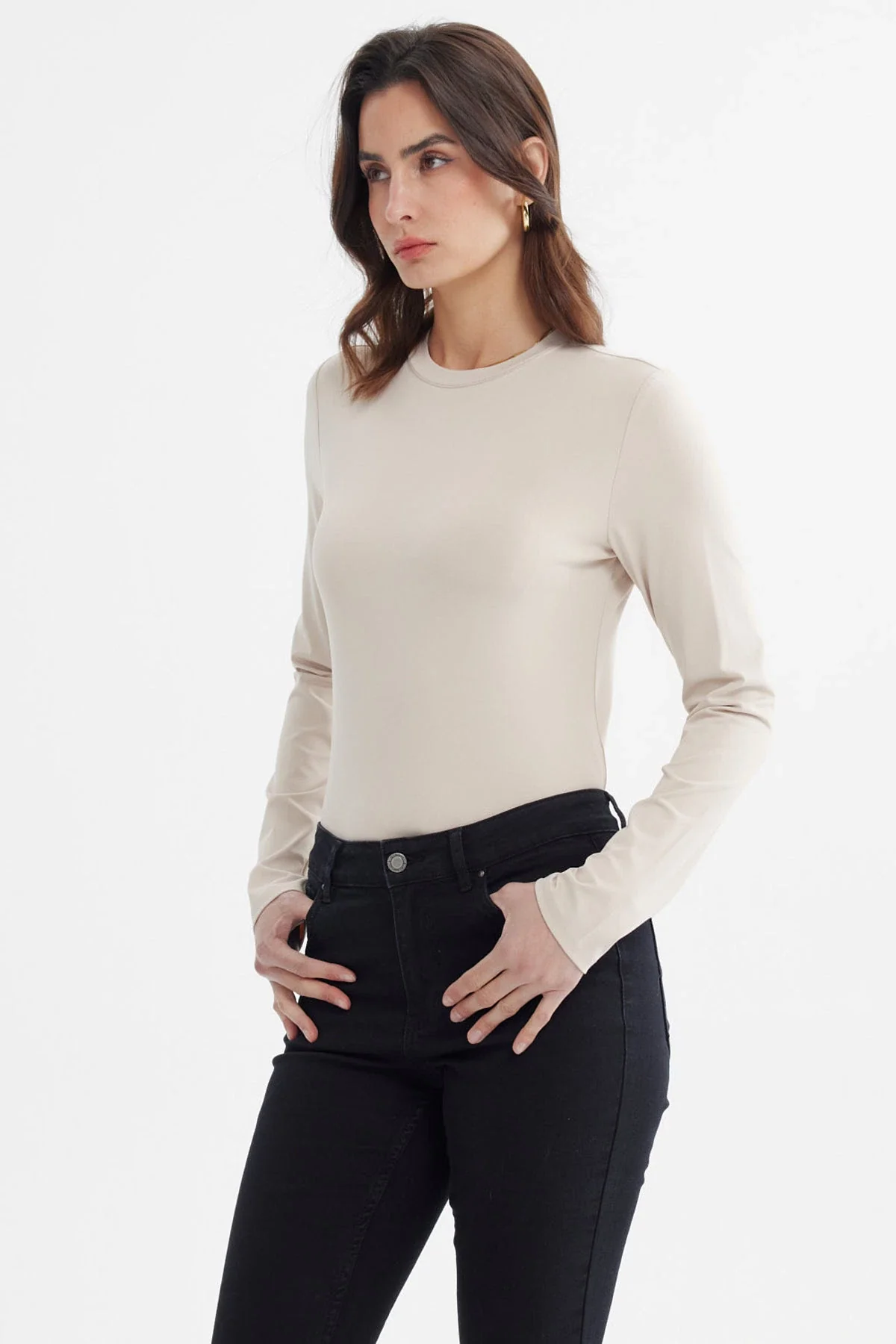 Polera Mujer Wide Leg Beige - Image 2