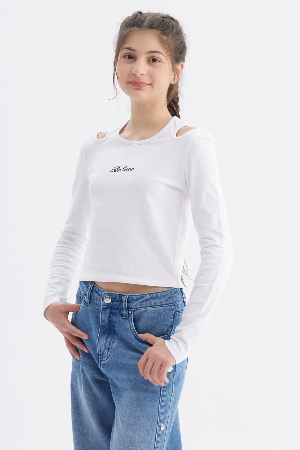 Polera Niña Aberturas Blanco - Image 2