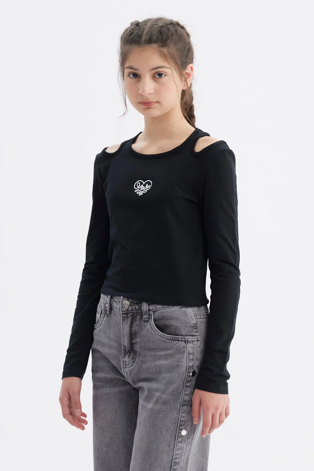 Polera Niña Aberturas Negro - Image 2