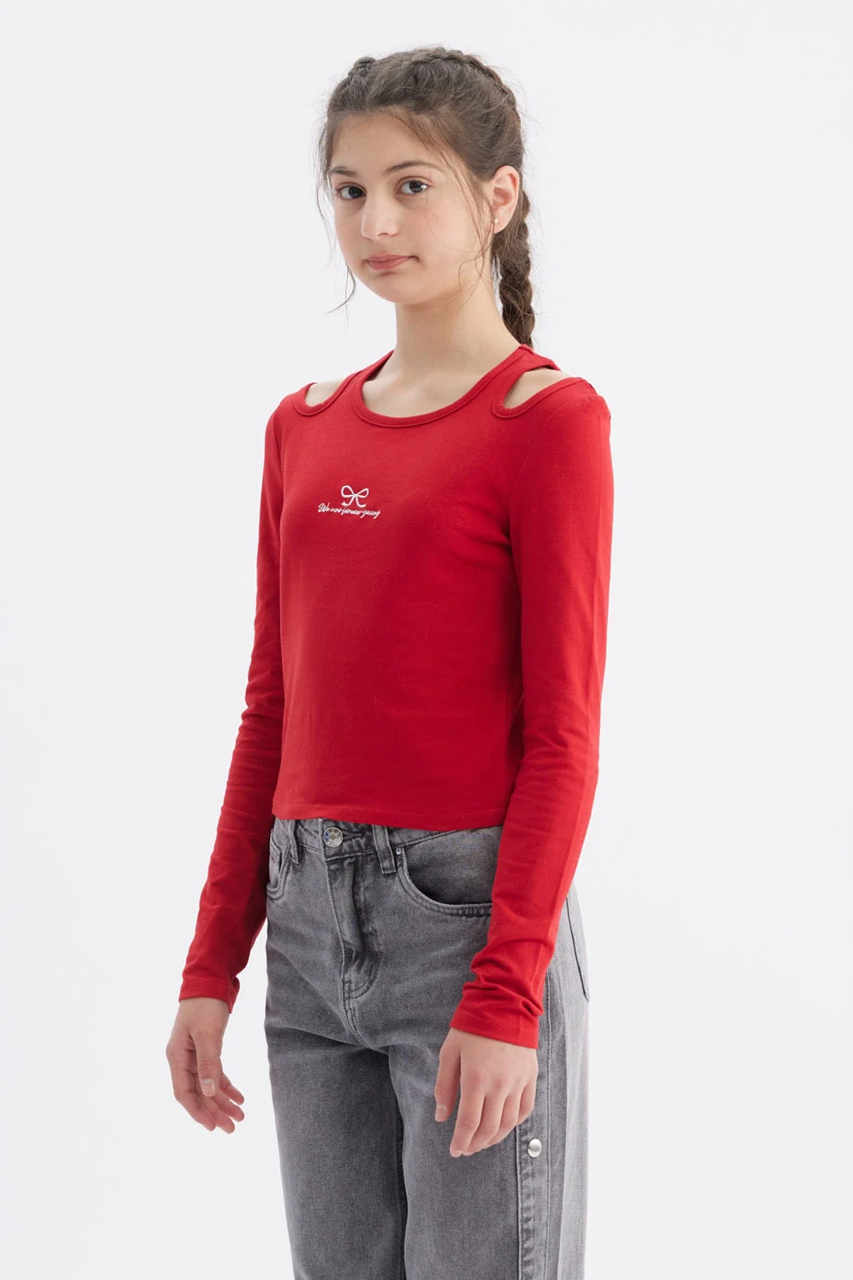 Polera Niña Aberturas Rojo - Image 2