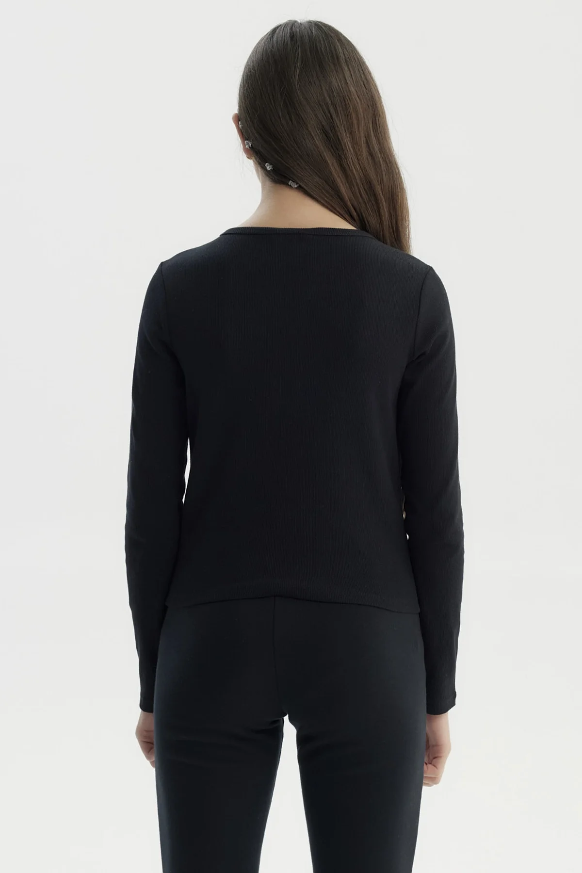 Polera Niña Ajustado Negro - Image 3
