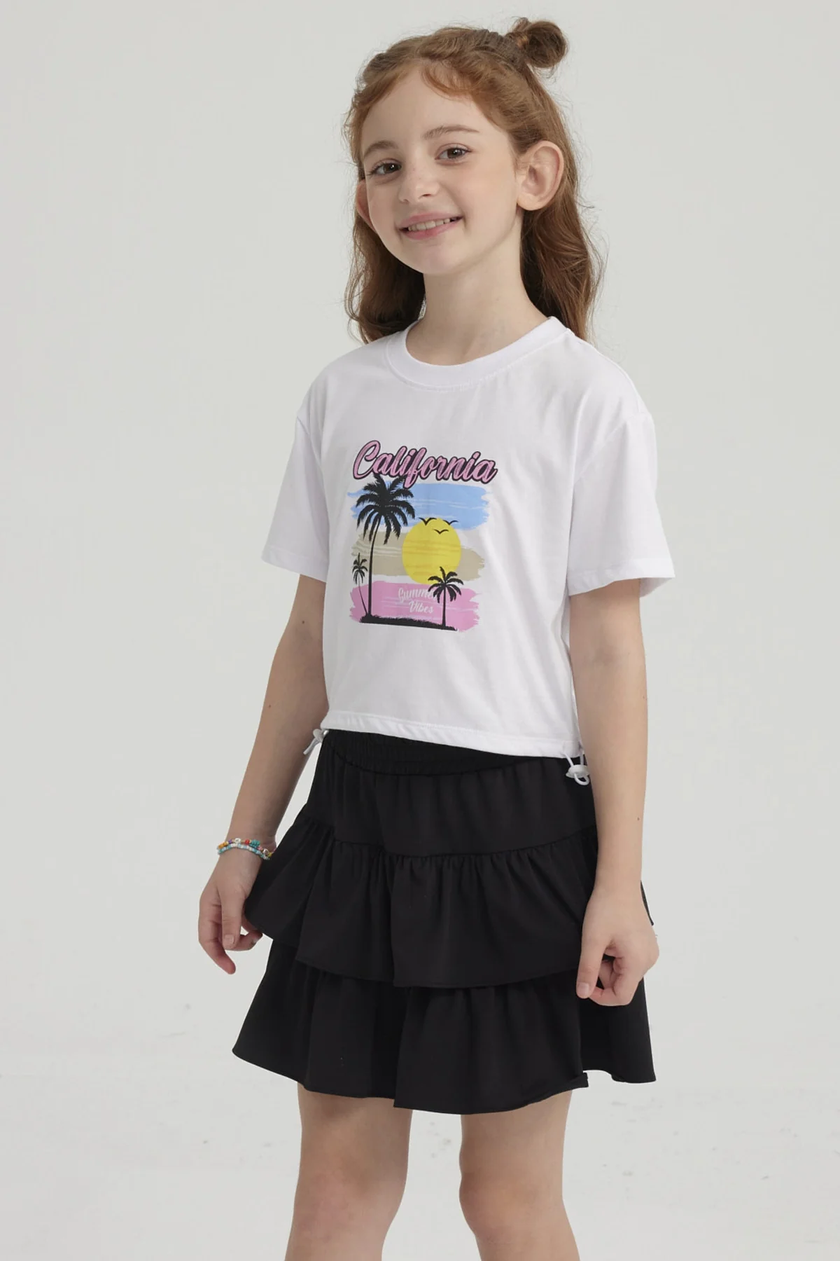 Polera Niña Ajustador Costado Blanco - Image 2