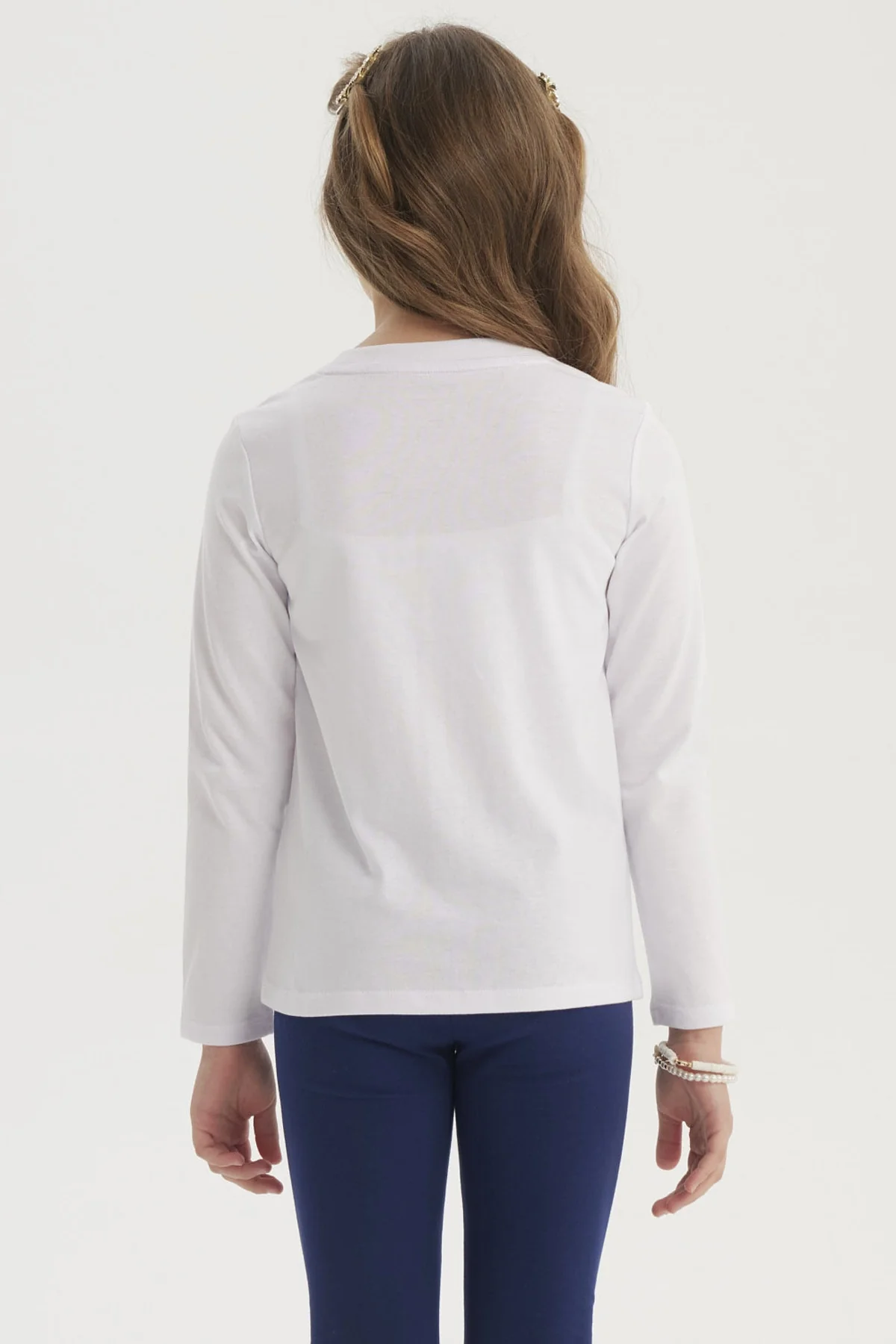 Polera Niña Aplicación Cordón Blanco - Image 3