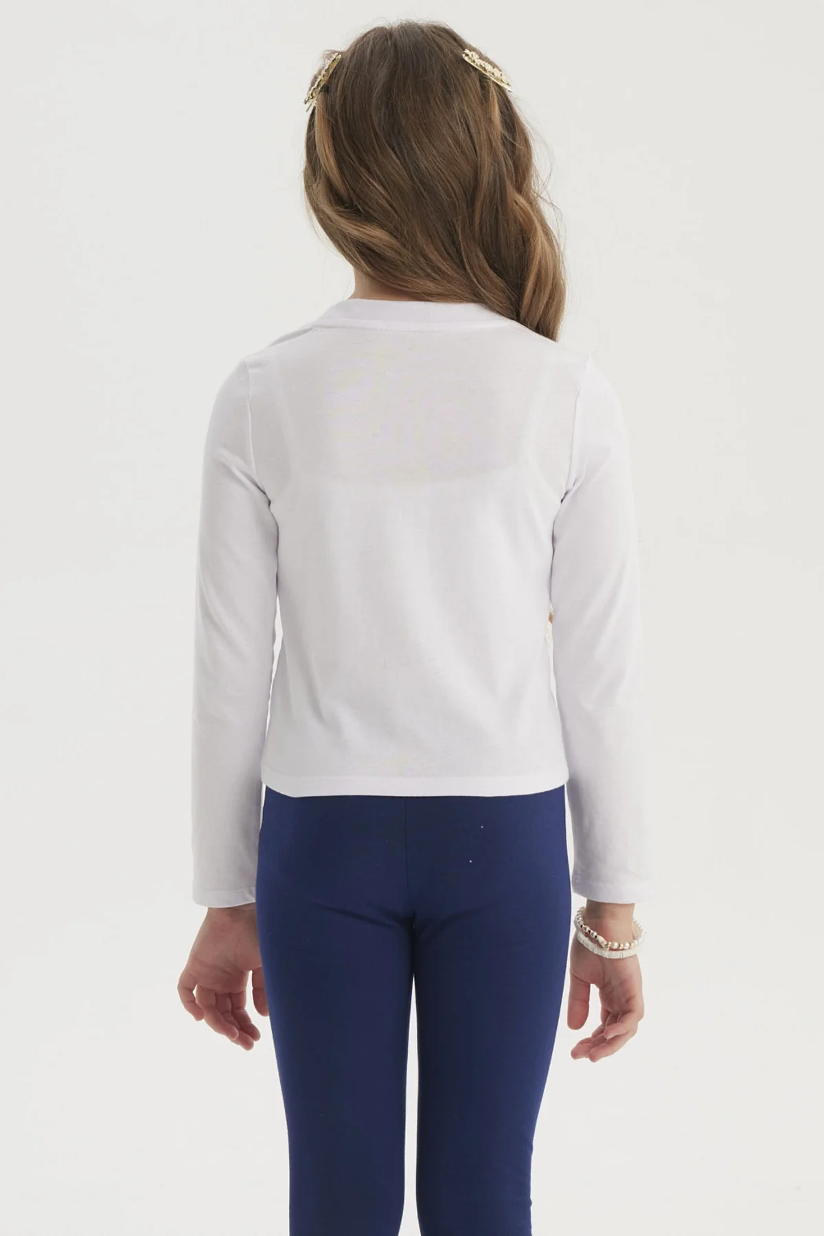 Polera Niña Aplicación Lazos Blanco - Image 3