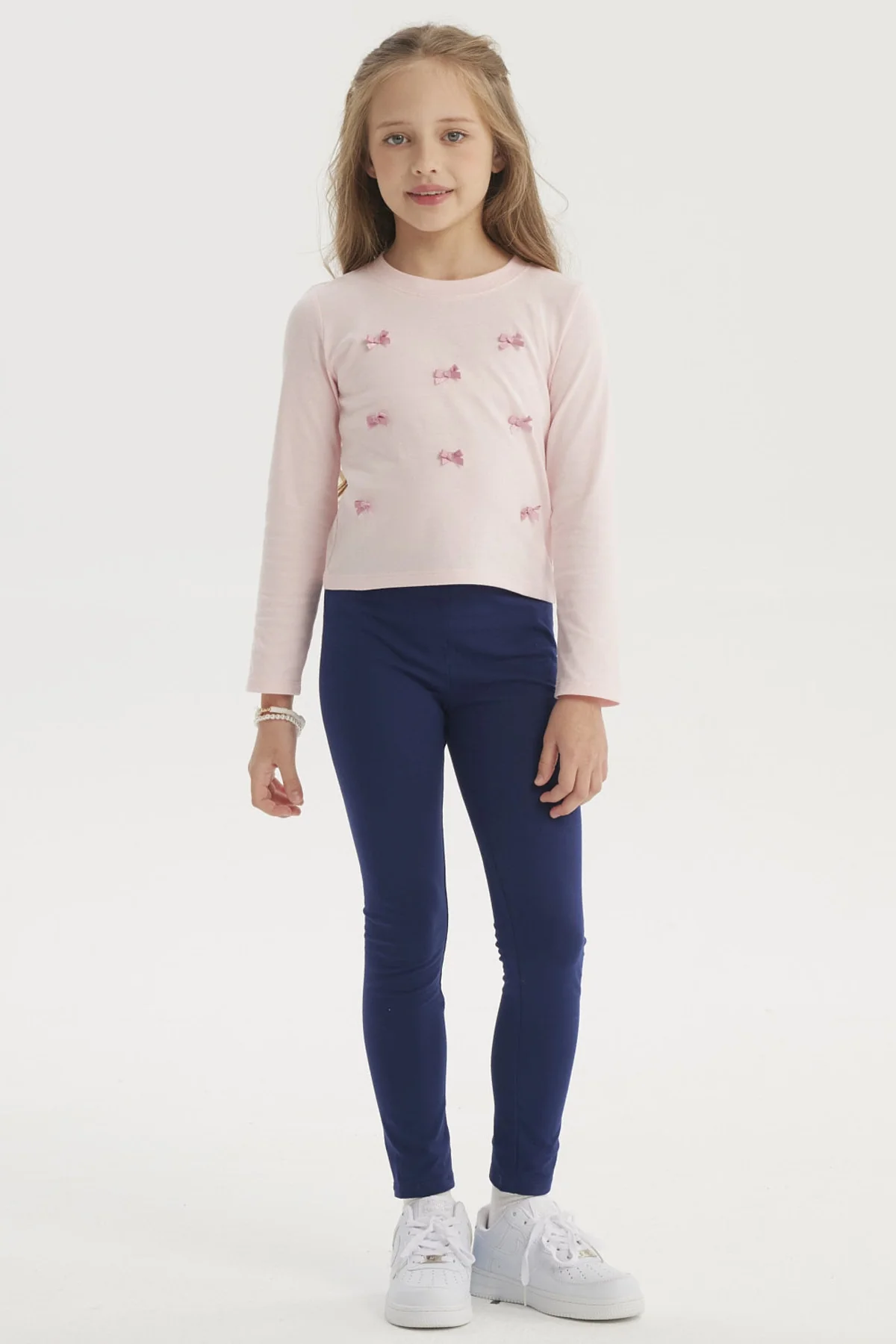 Polera Niña Aplicación Lazos Rosado - Image 4