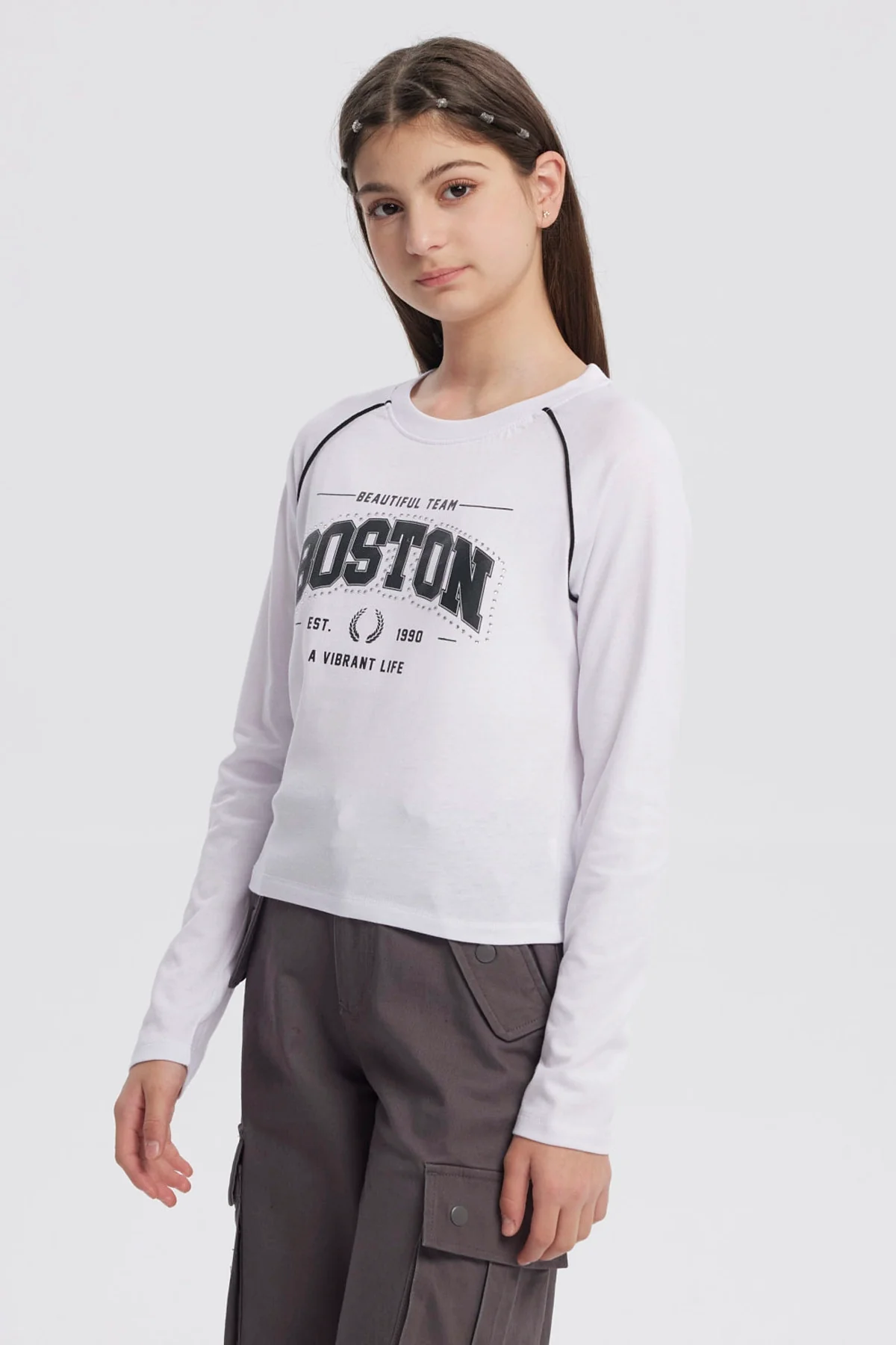 Polera Niña Argollas Crudo - Image 2