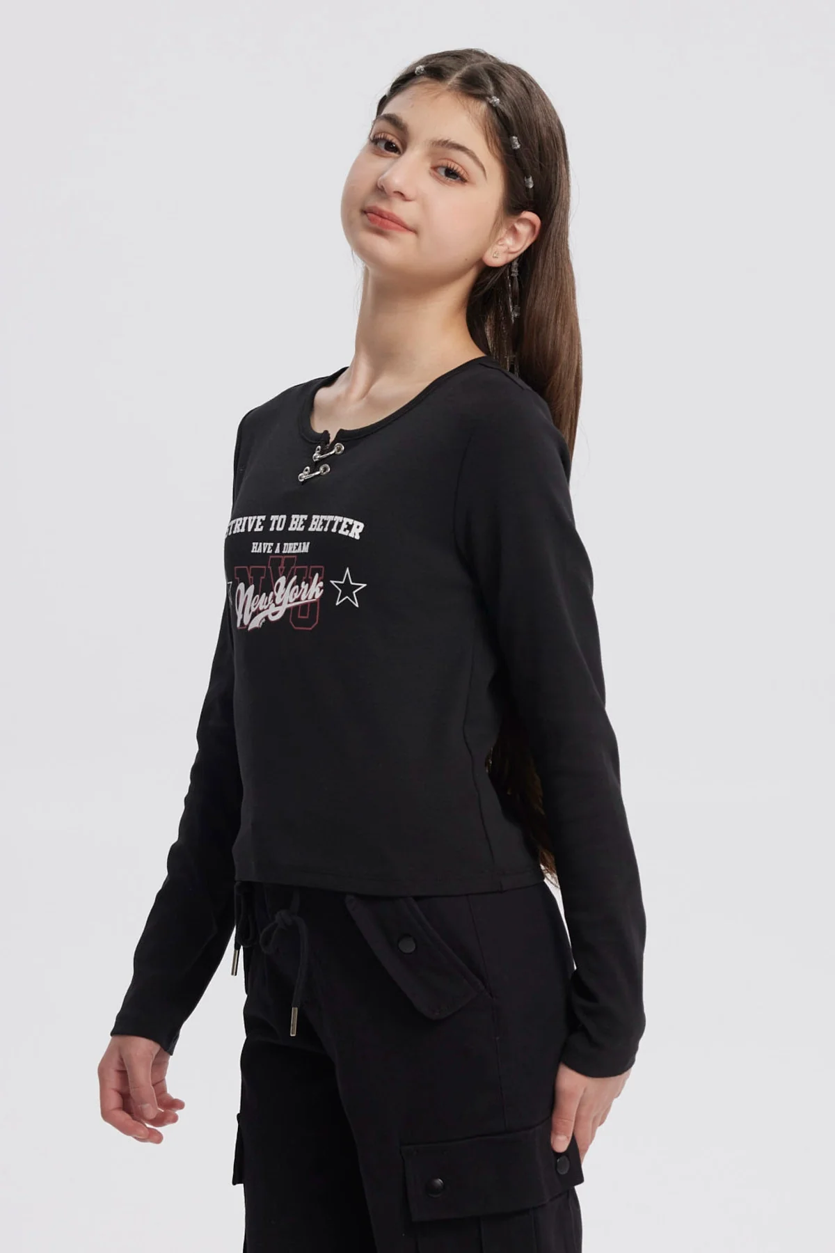 Polera Niña Argollas Negro - Image 2