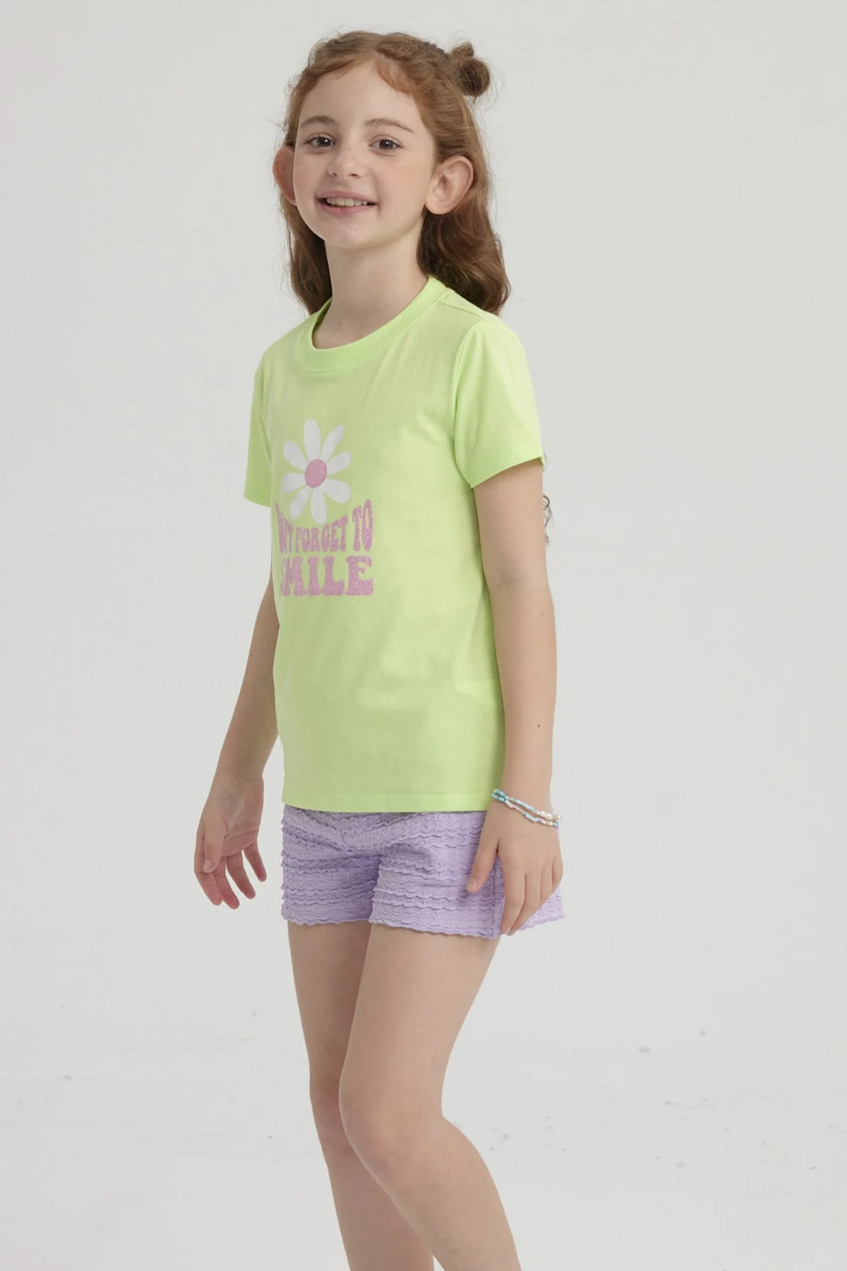 Polera Niña Básica Estampada Verde - Image 2