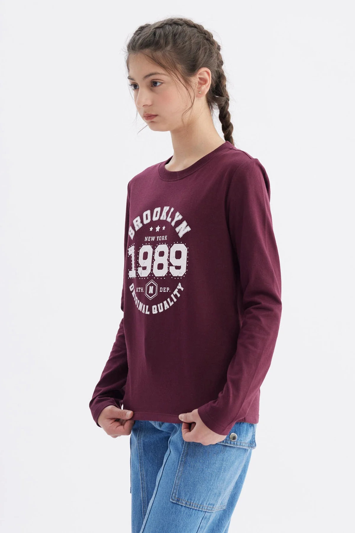 Polera Niña Básica Teen Burdeo - Image 2