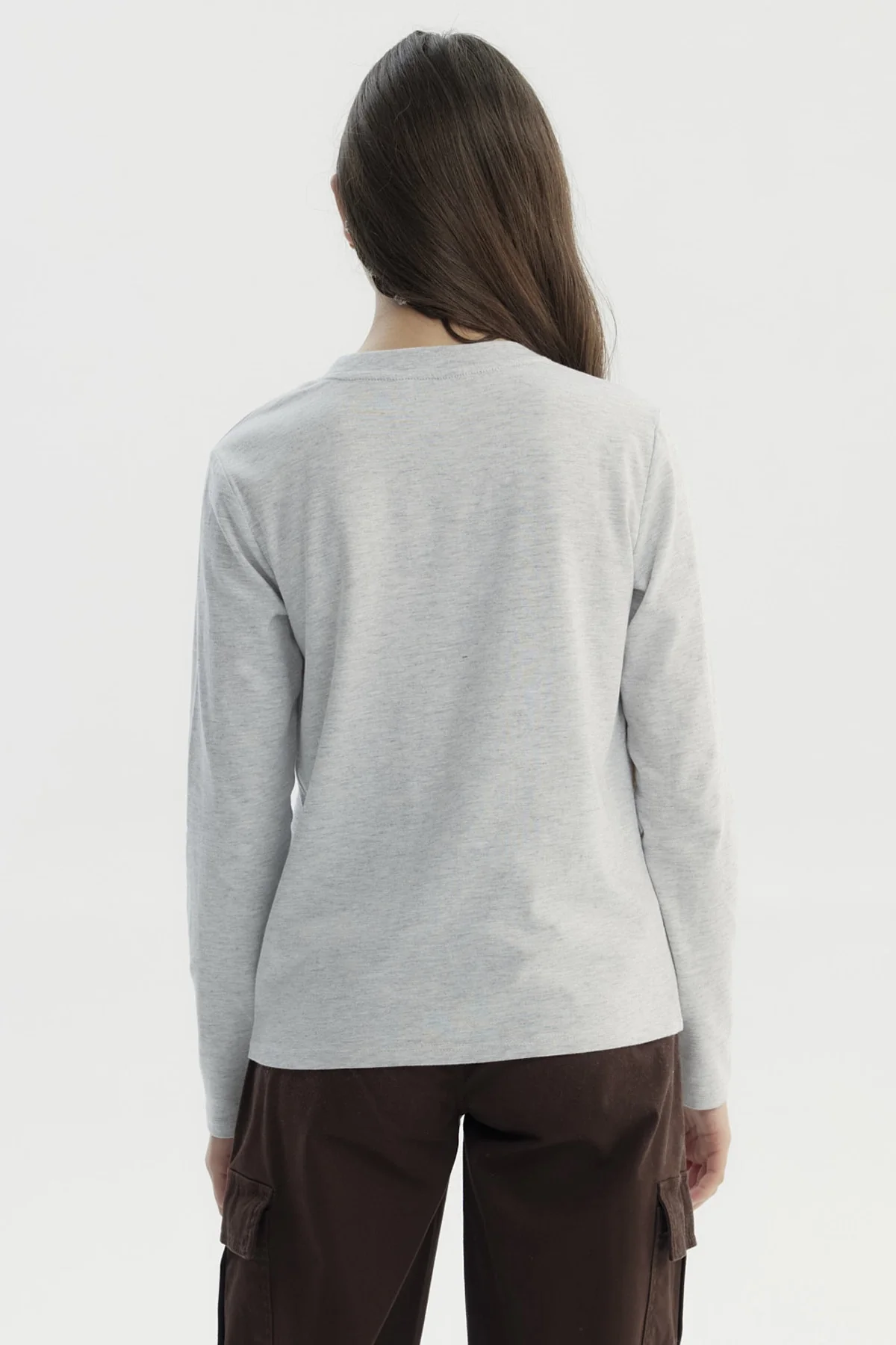 Polera Niña Básica Teen Gris Melange - Image 3