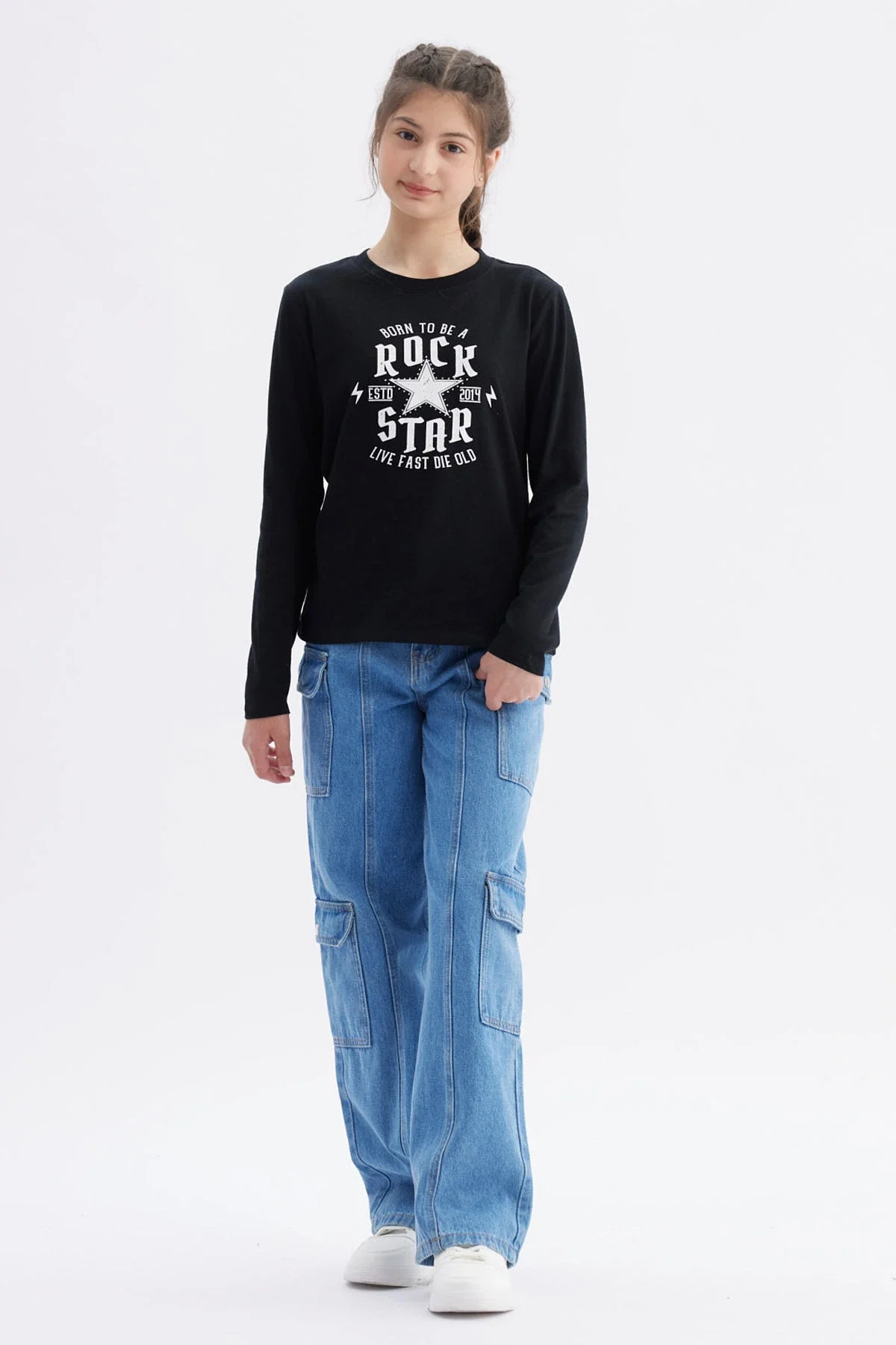 Polera Niña Básica Teen Negro - Image 4