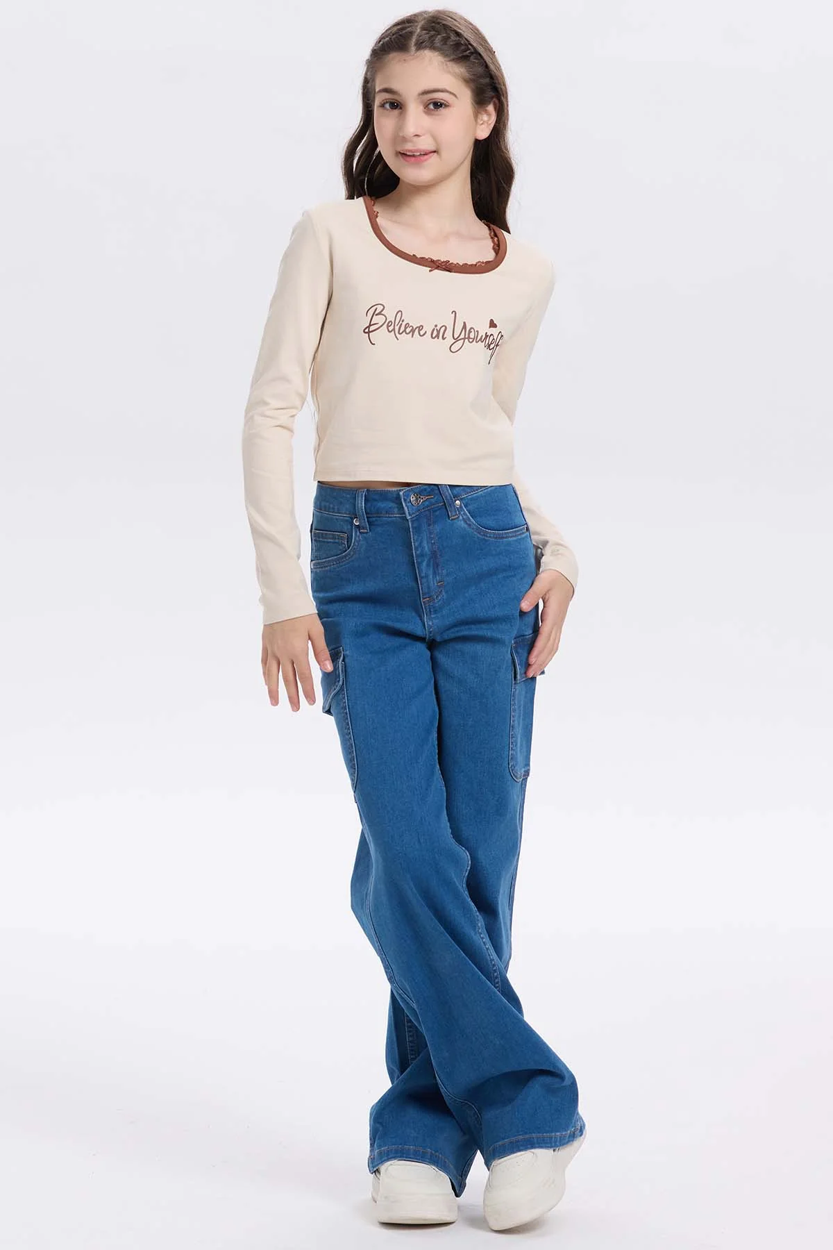 Polera Niña Con Aplicación Beige - Image 4